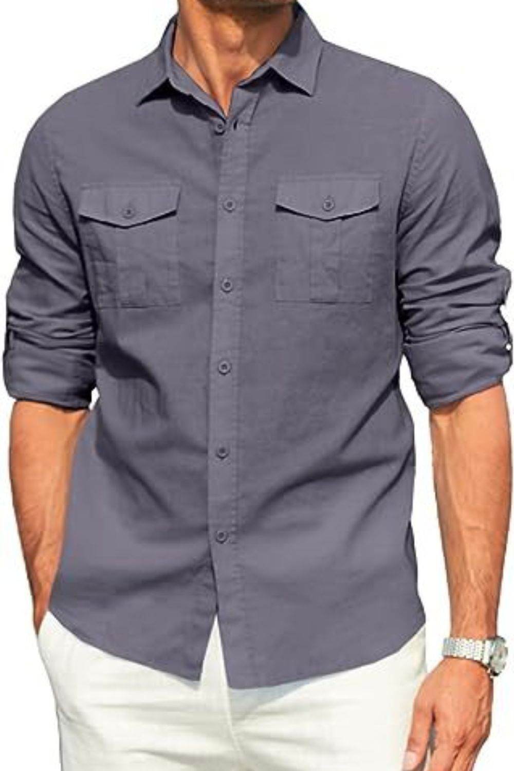 Button Down Collared Neck Long Sleeve Shirt - Purcell's Clothing Company