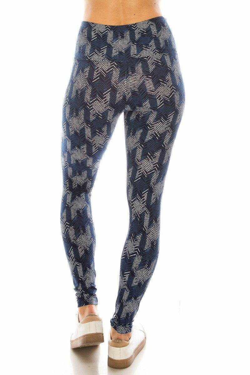 Long Yoga Style Banded Lined Multi Printed Knit Legging With High Waist - Purcell's Clothing Company