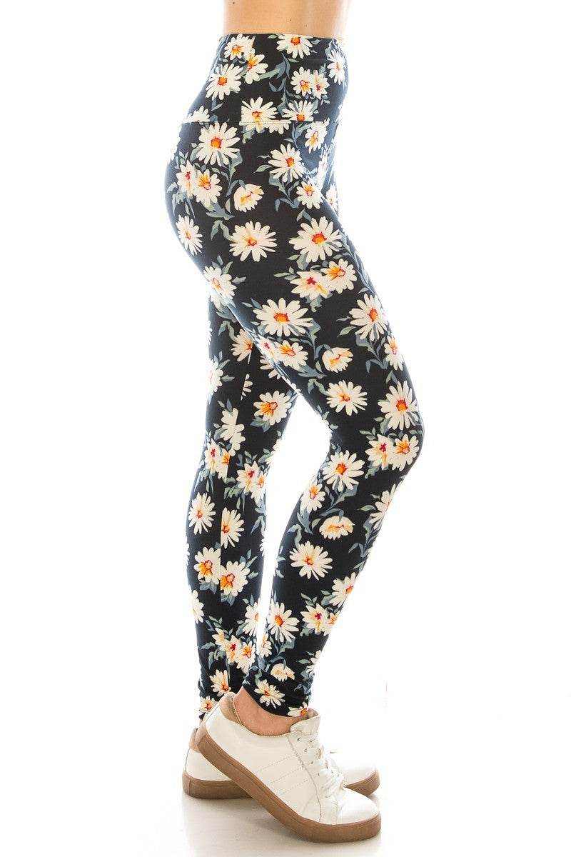 Long Yoga Style Banded Lined Multi Printed Knit Legging With High Waist - Purcell's Clothing Company