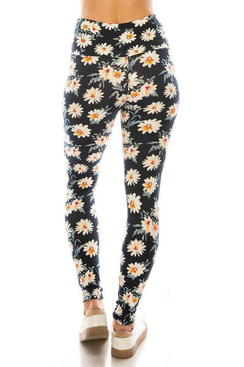 Long Yoga Style Banded Lined Multi Printed Knit Legging With High Waist - Purcell's Clothing Company