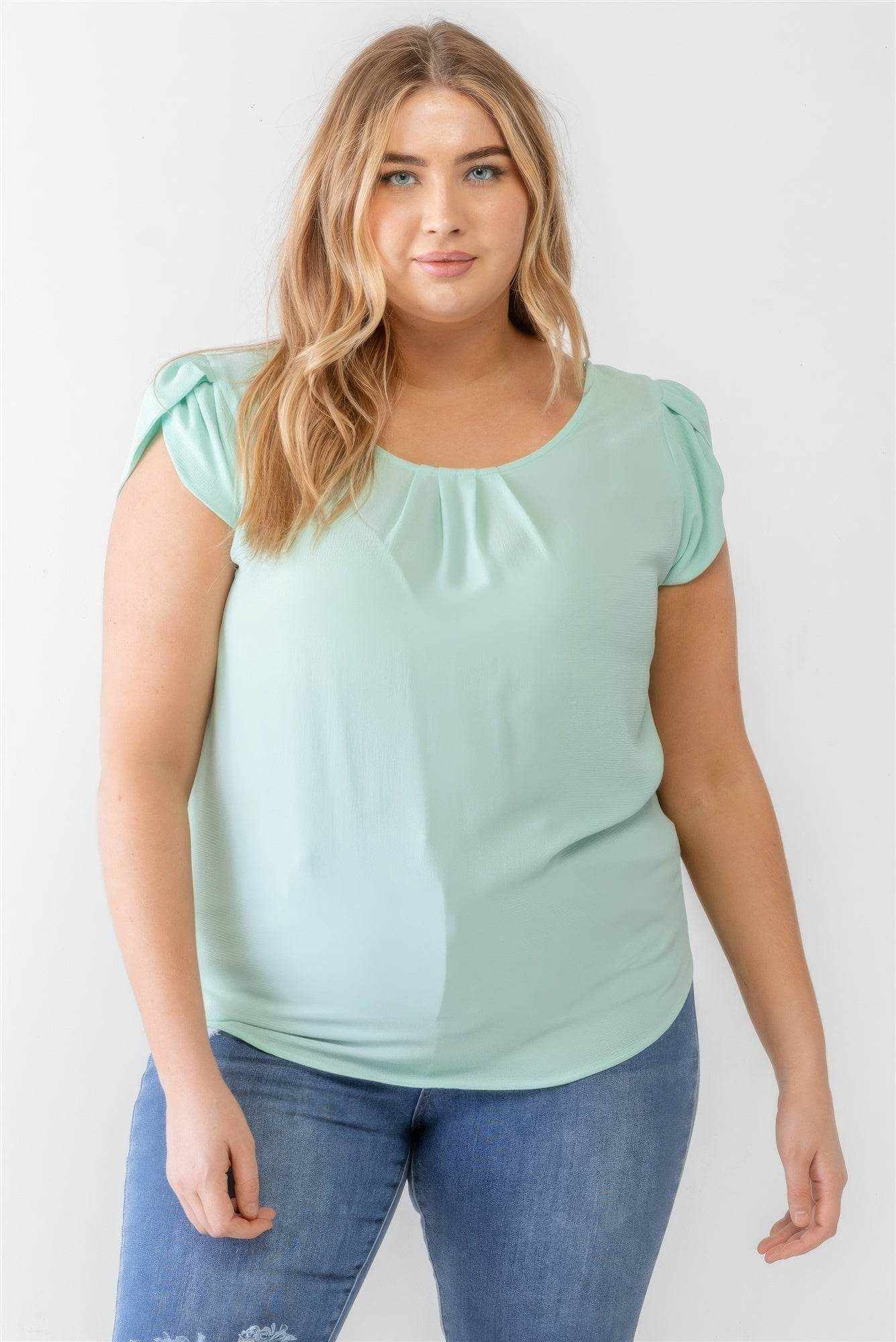Plus Koshibo Textured Cap Sleeve Top - Purcell's Clothing Company