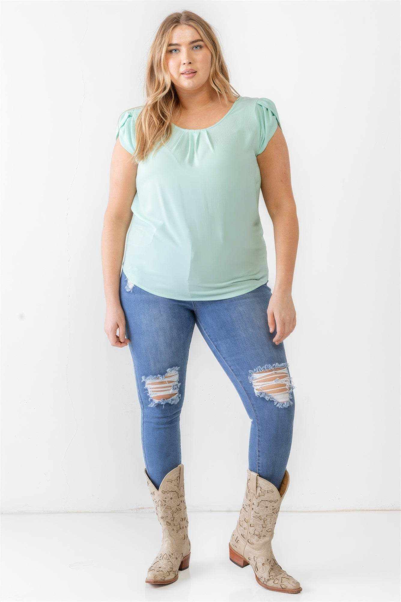 Plus Koshibo Textured Cap Sleeve Top - Purcell's Clothing Company