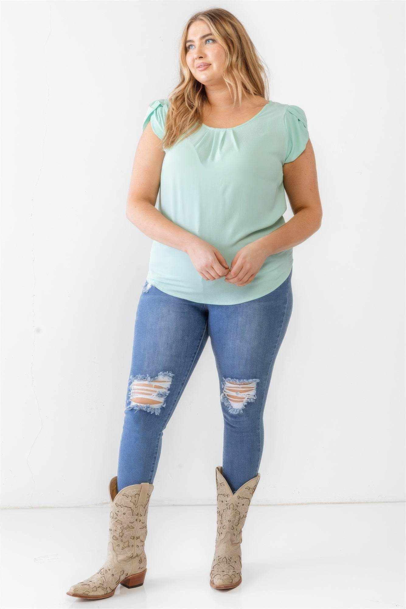 Plus Koshibo Textured Cap Sleeve Top - Purcell's Clothing Company