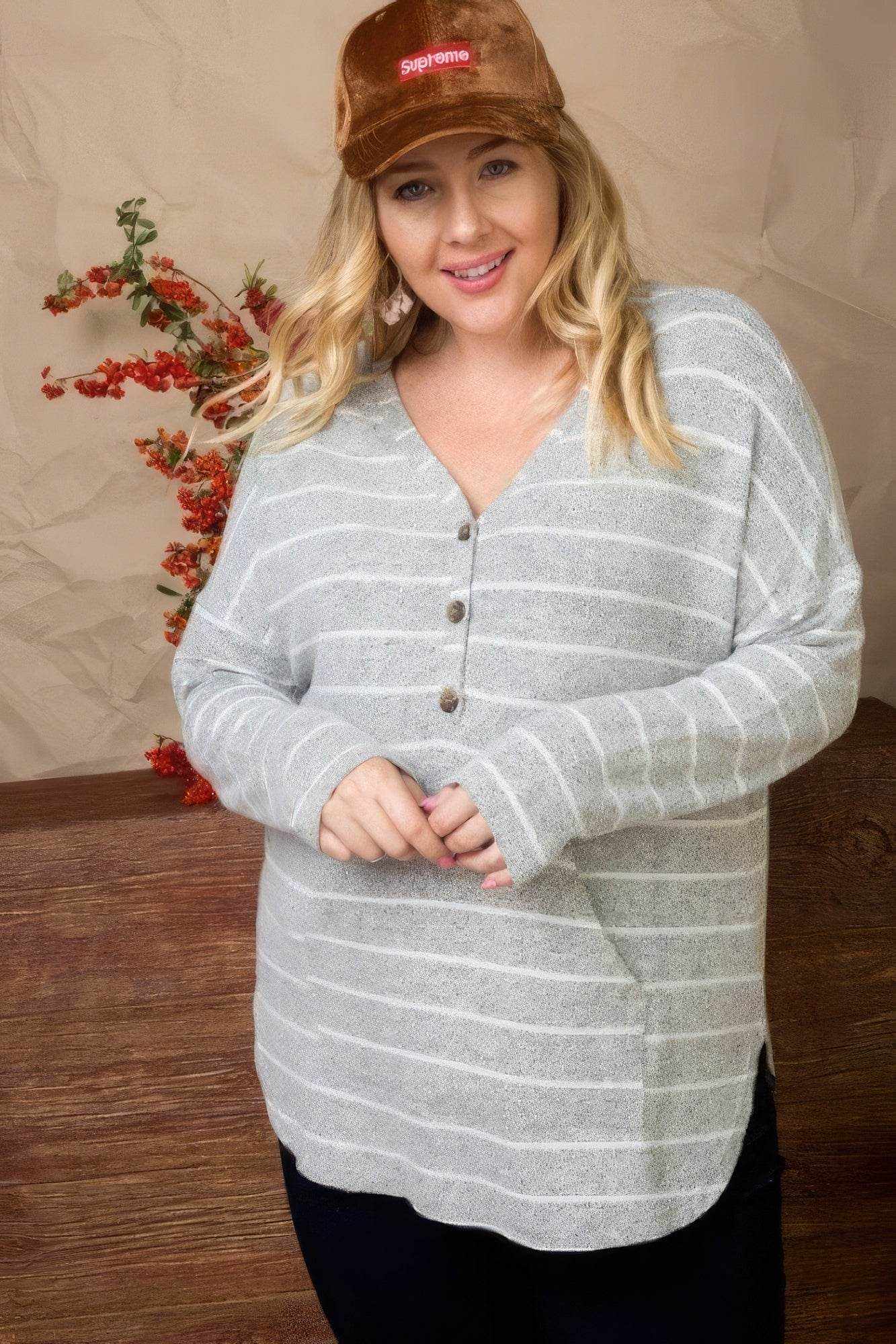 Brushed Hacci Two Tone Stripe Top - Purcell's Clothing Company