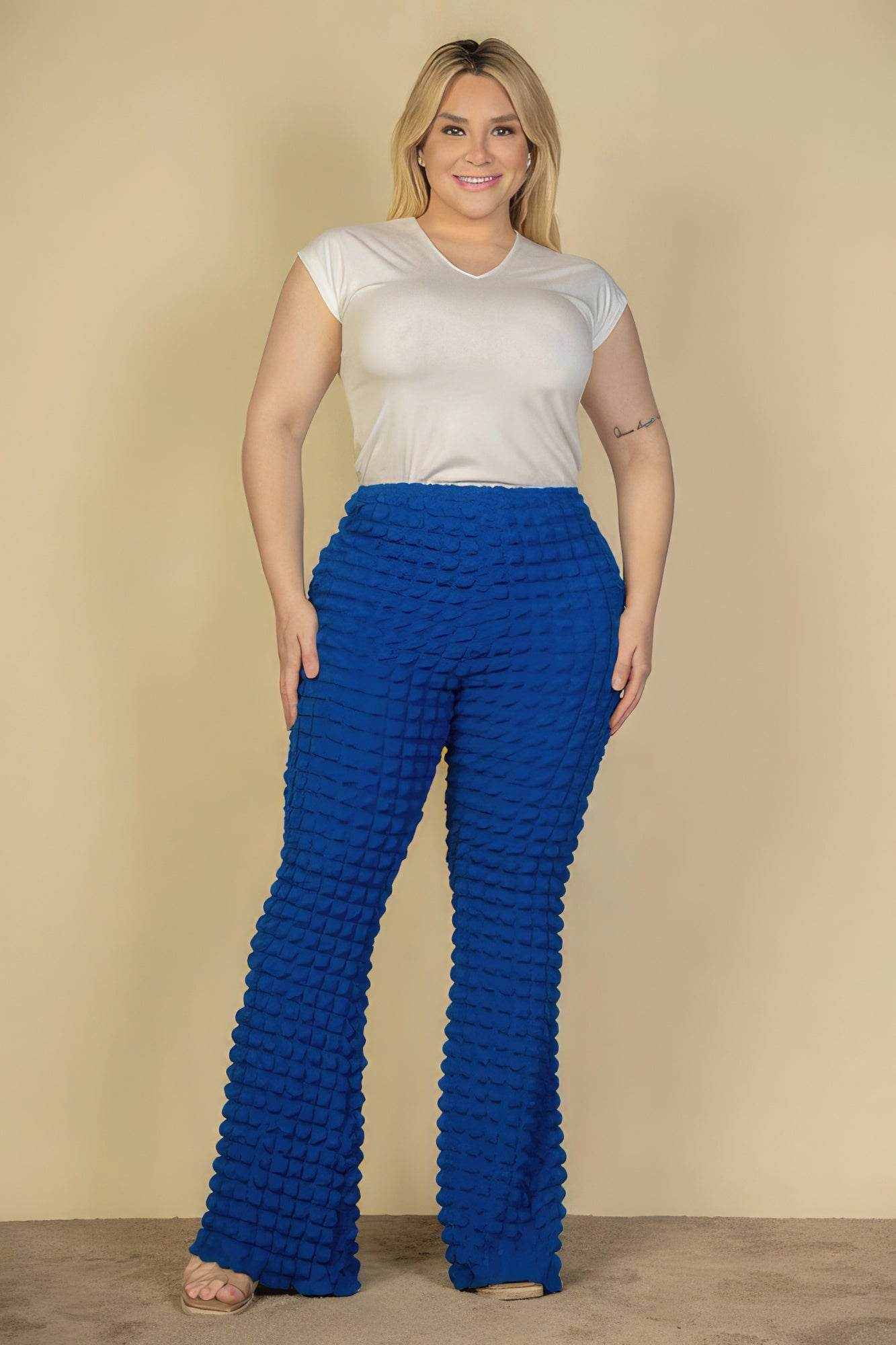 Plus Size Bubble Fabric Flare Pants - Purcell's Clothing Company