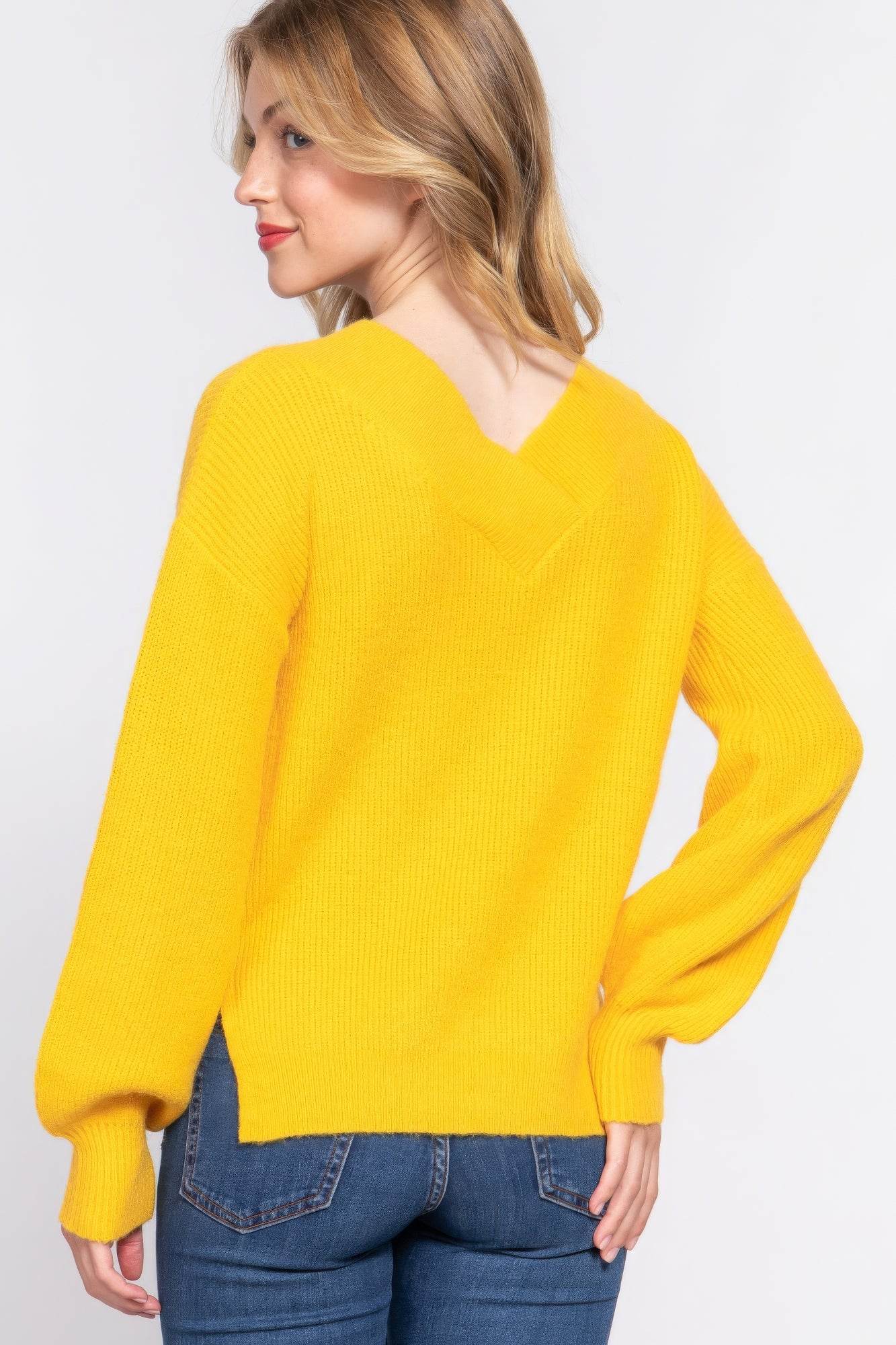 Long Slv Double V-neck Sweater - Purcell's Clothing Company