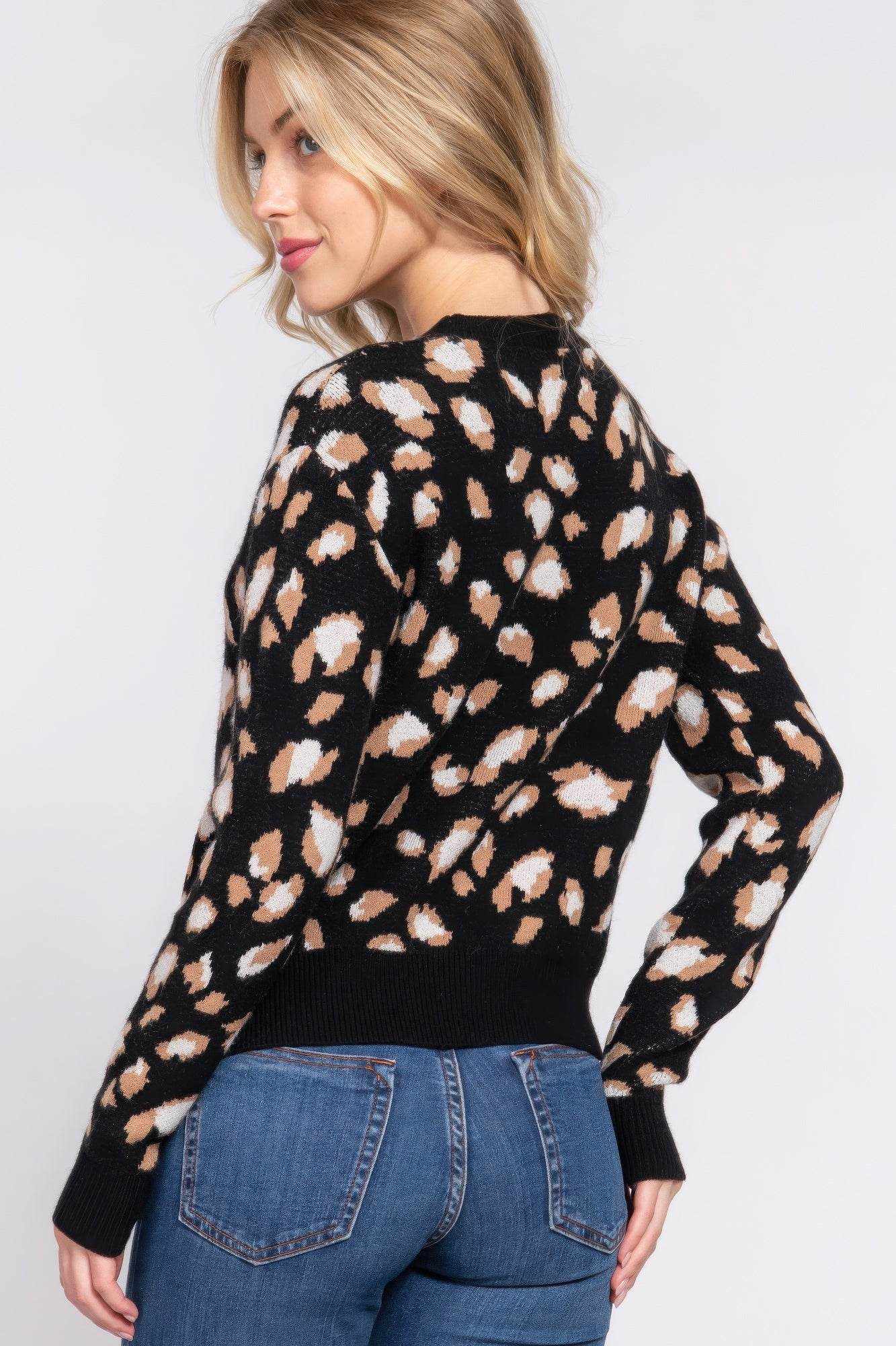 Long Slv Animal Jacquard Sweater - Purcell's Clothing Company