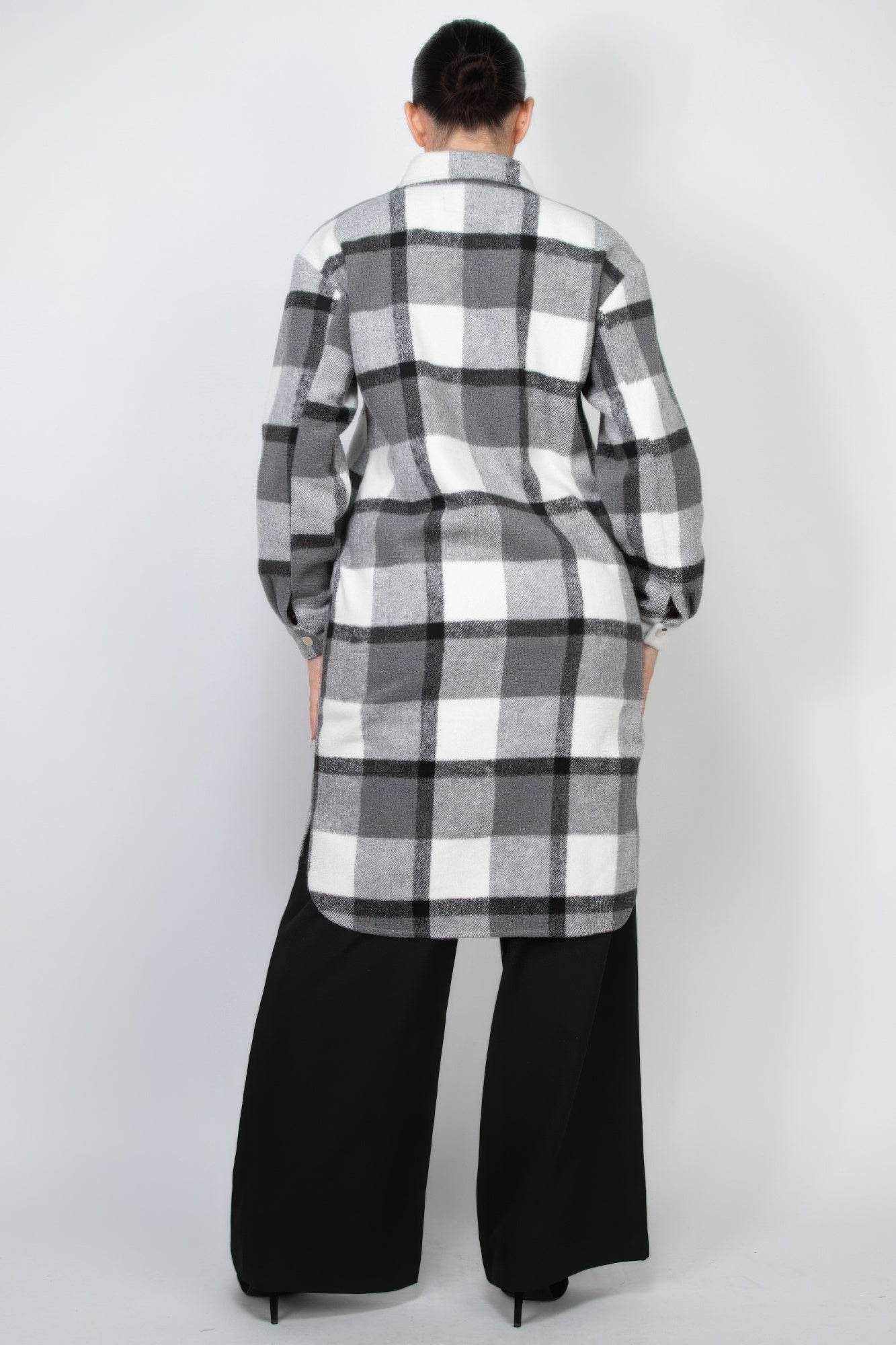 Plaid Buttoned Shacket Coat - Purcell's Clothing Company