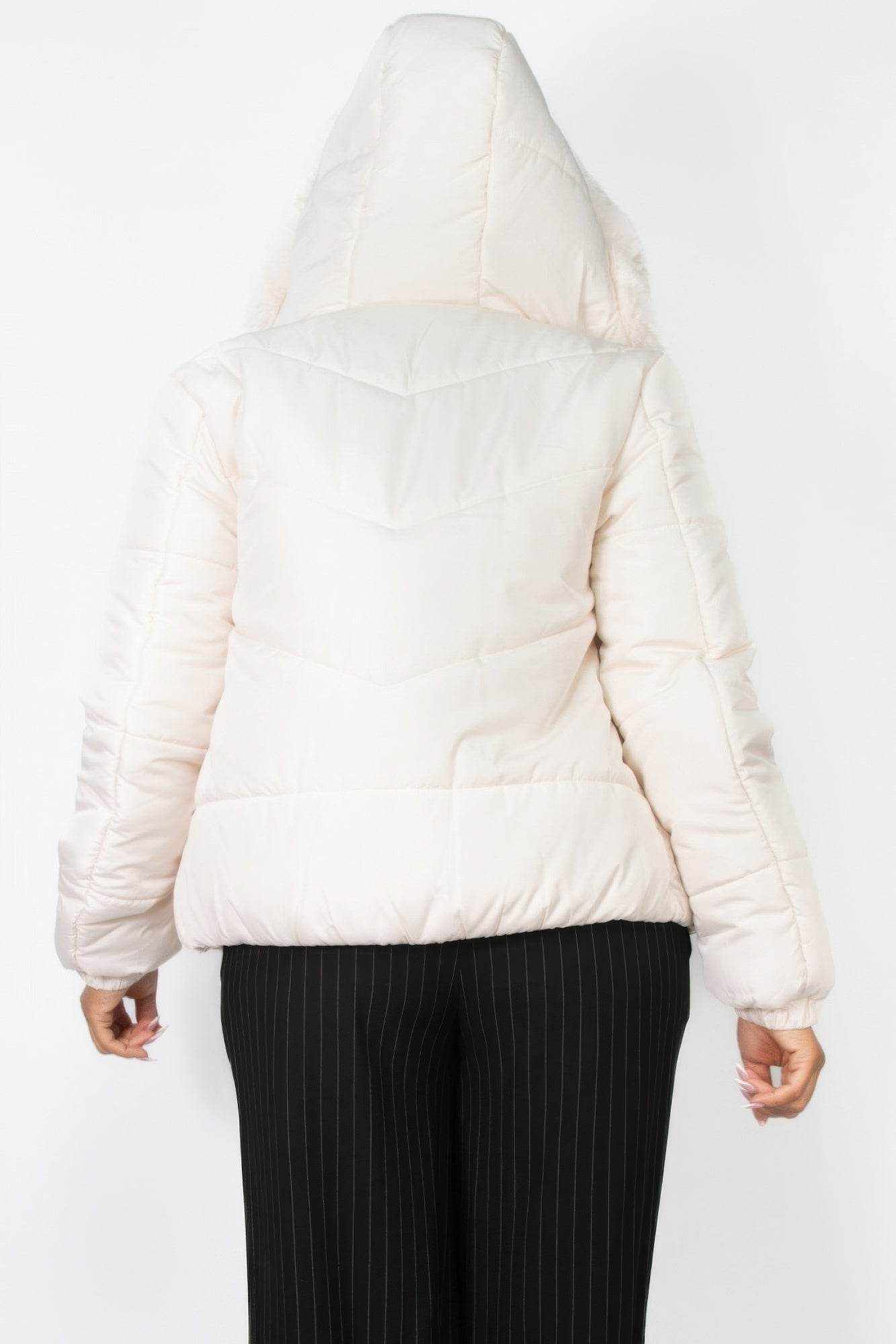 Insulated Zip-up Faux Fur Hooded Jacket - Purcell's Clothing Company