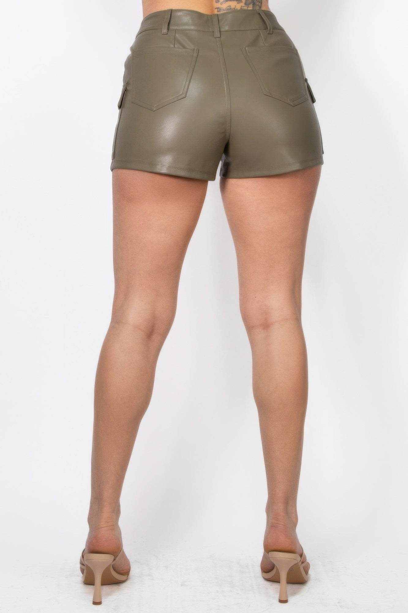 Faux Leather Cargo Mini Shorts - Purcell's Clothing Company