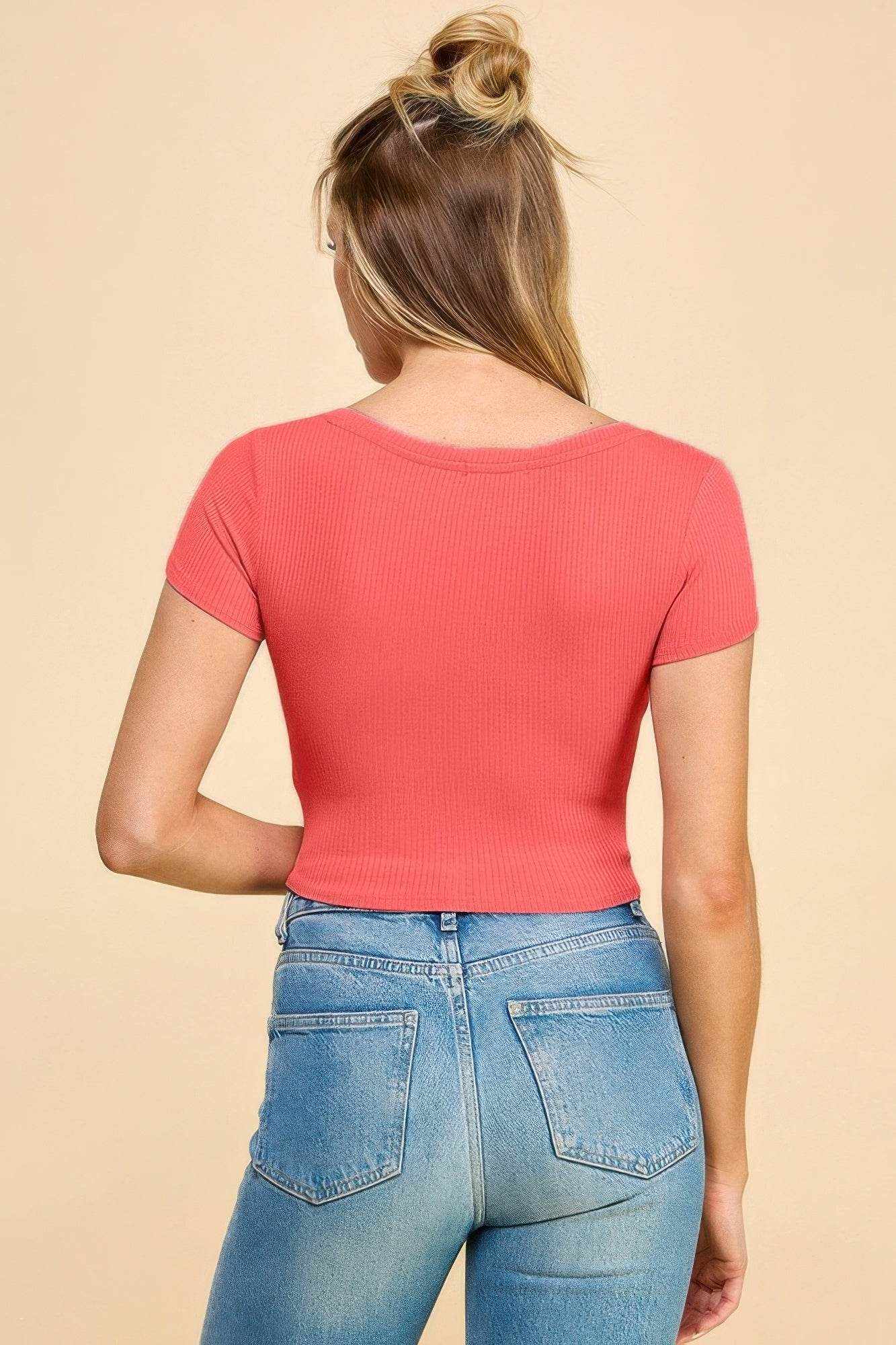 Short Sleeve V-neck Crop Top - Purcell's Clothing Company
