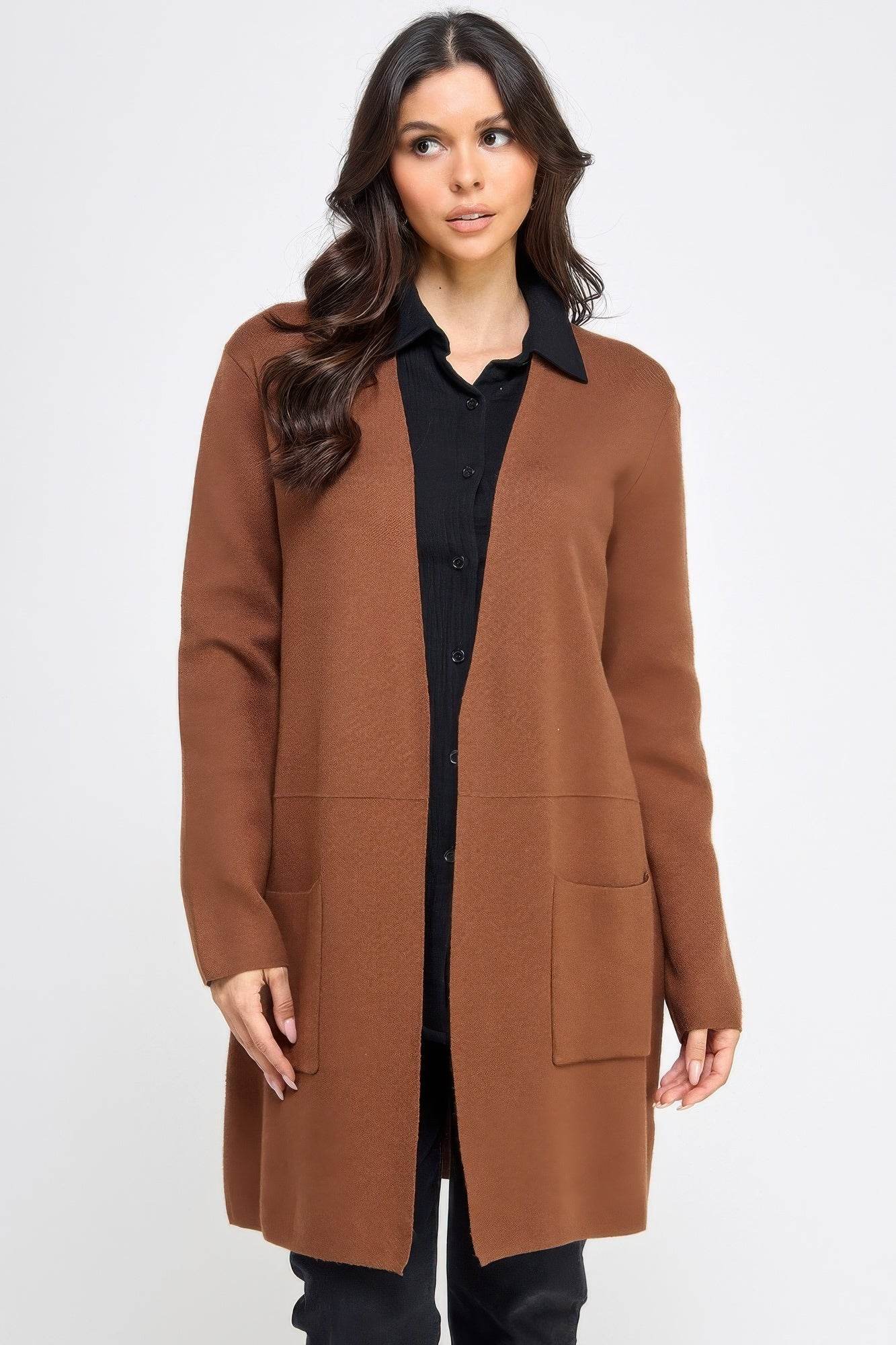 Basic Soft Long Line Open Front Sweater Cardigan - Purcell's Clothing Company