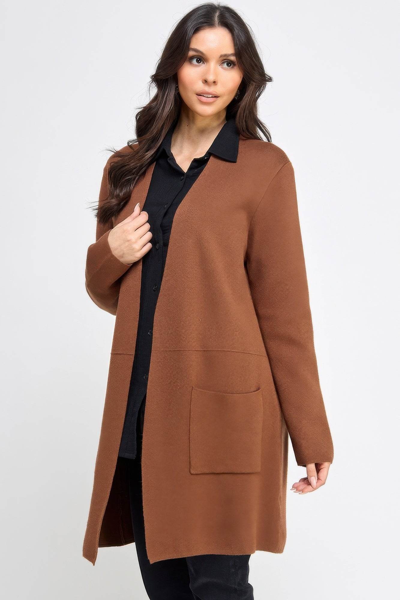 Basic Soft Long Line Open Front Sweater Cardigan - Purcell's Clothing Company
