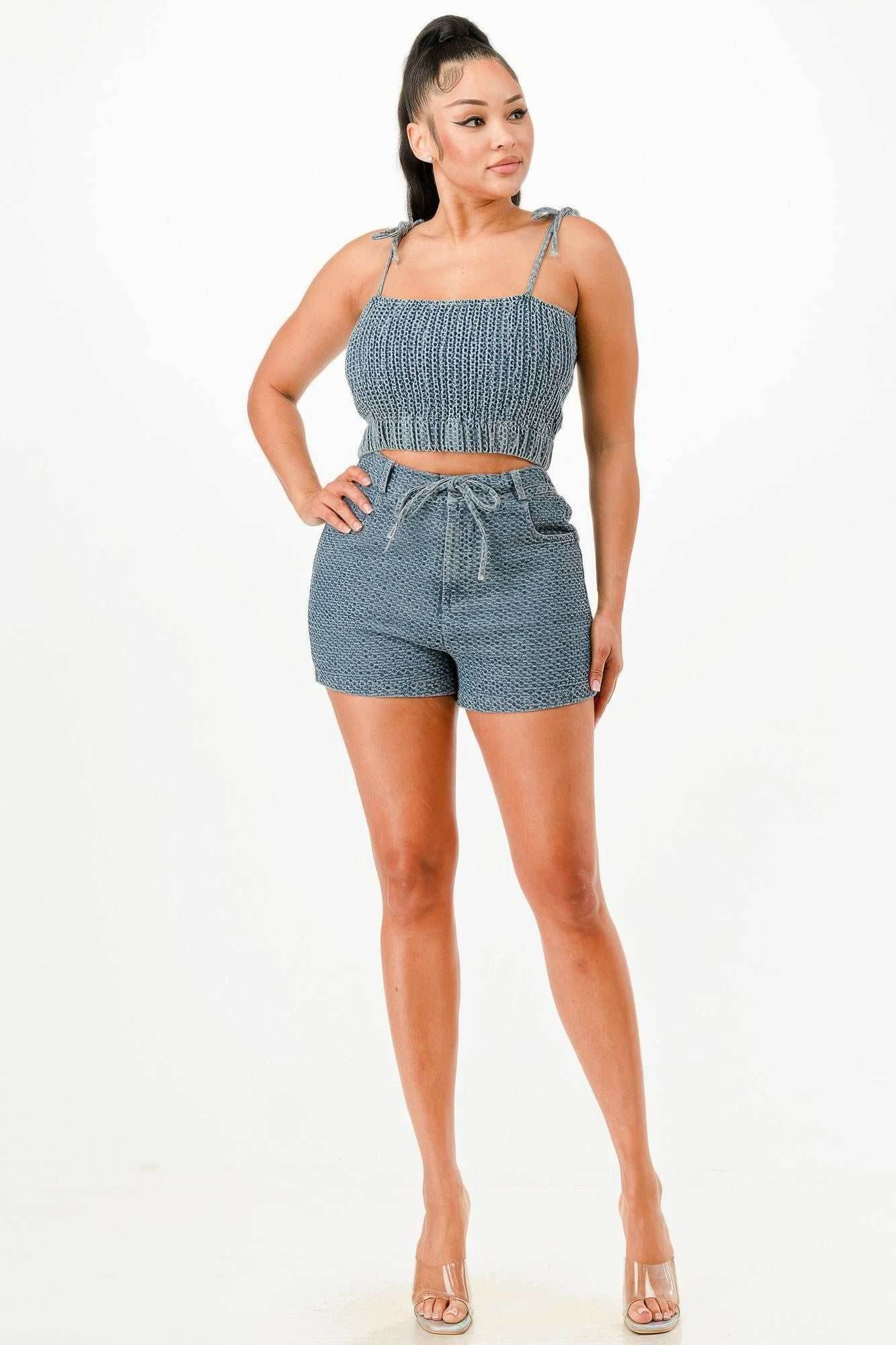 Denim Tank Top And Matching Short Set - Purcell's Clothing Company