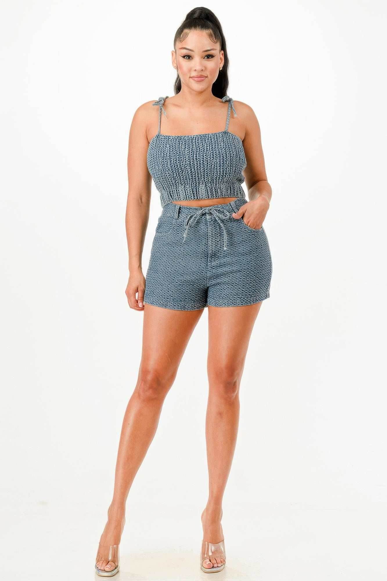 Denim Tank Top And Matching Short Set - Purcell's Clothing Company