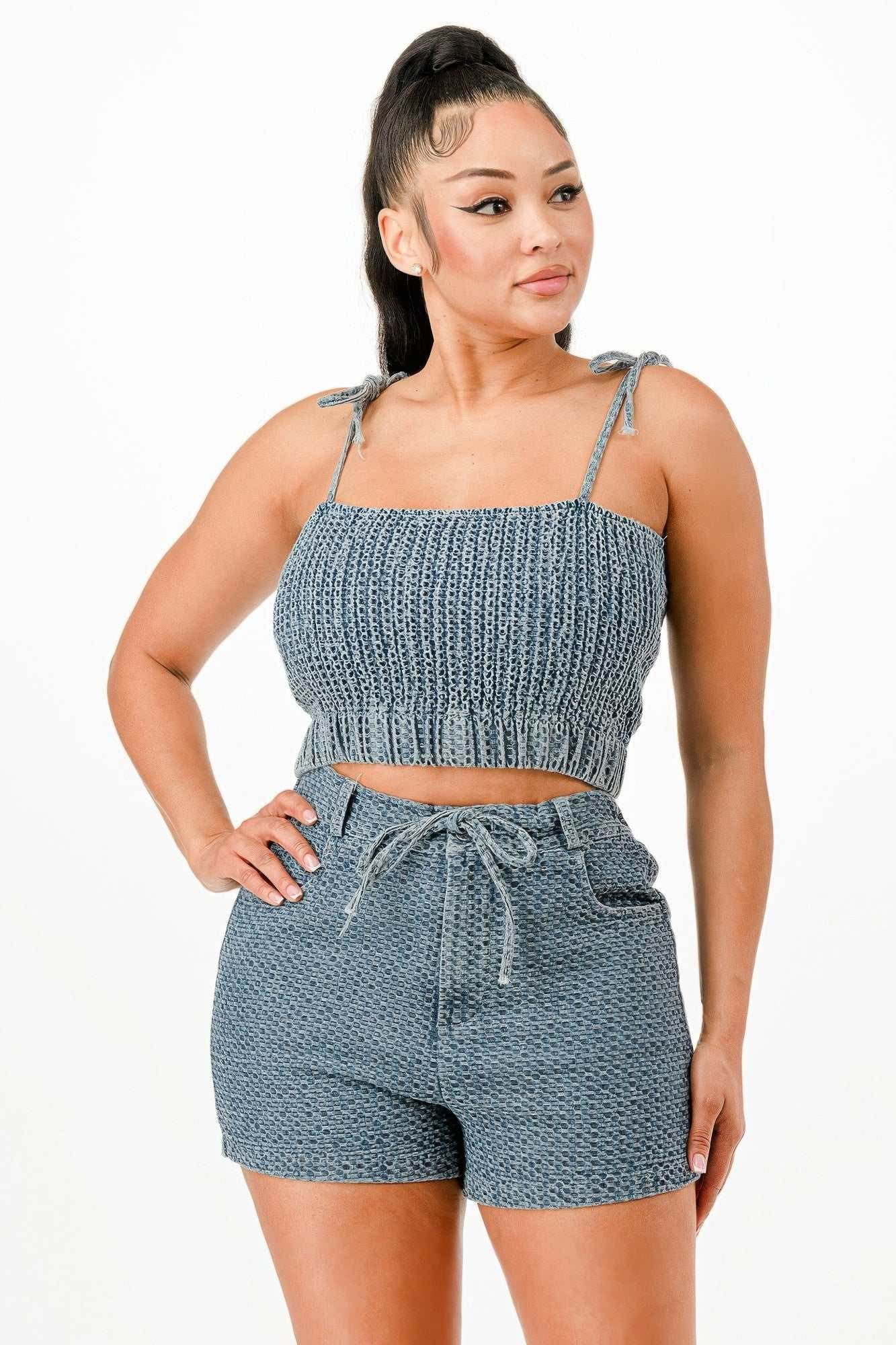 Denim Tank Top And Matching Short Set - Purcell's Clothing Company