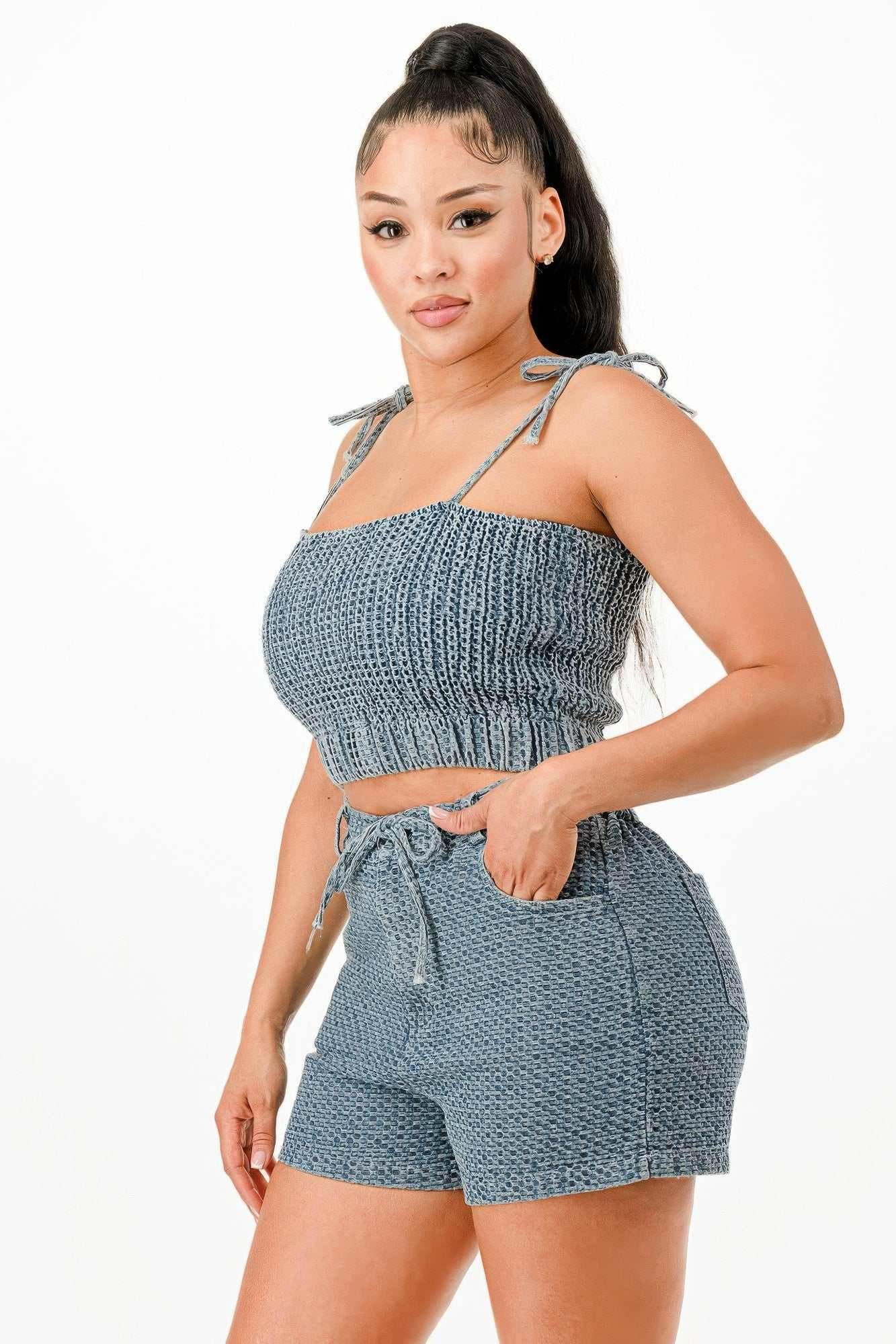 Denim Tank Top And Matching Short Set - Purcell's Clothing Company