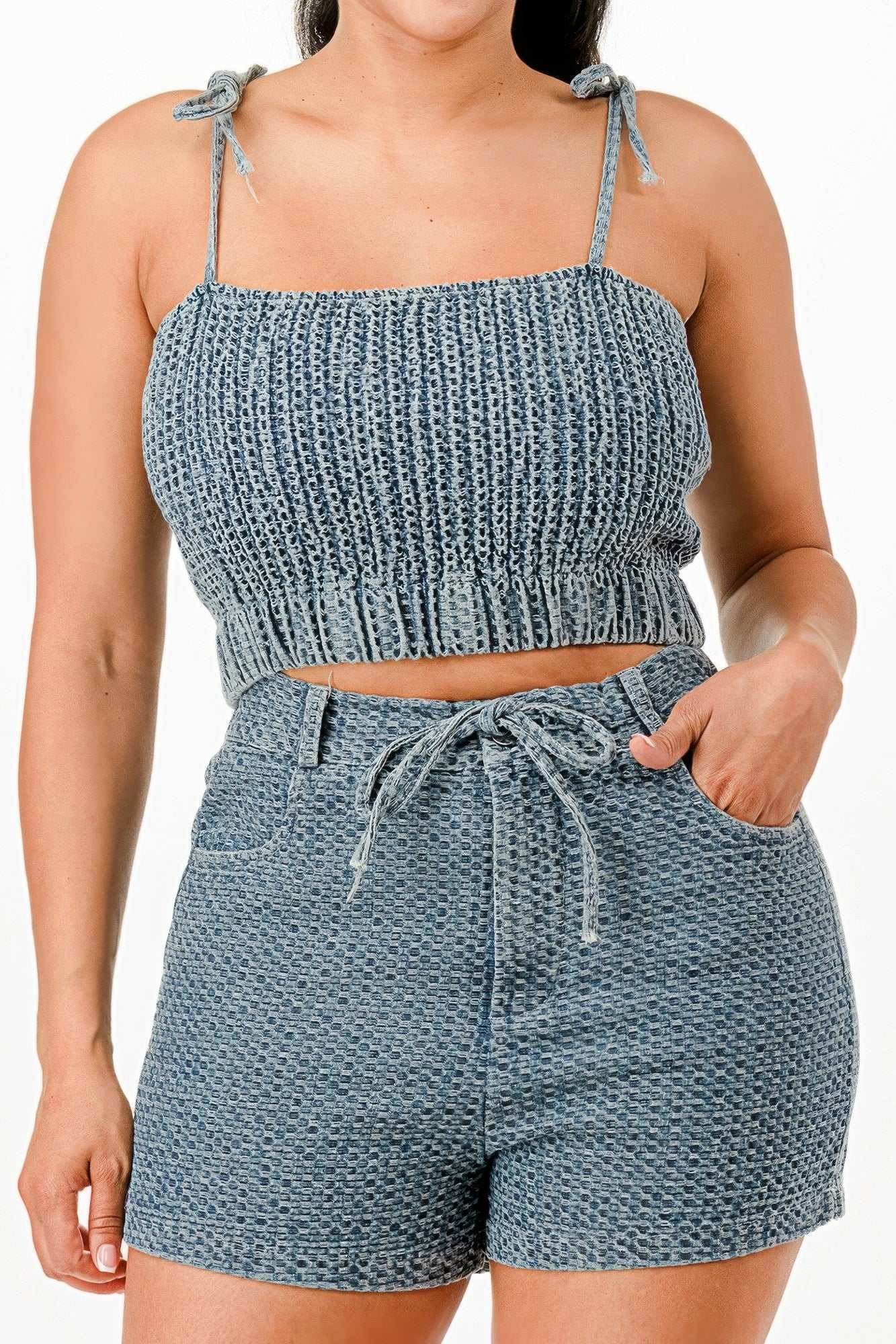 Denim Tank Top And Matching Short Set - Purcell's Clothing Company