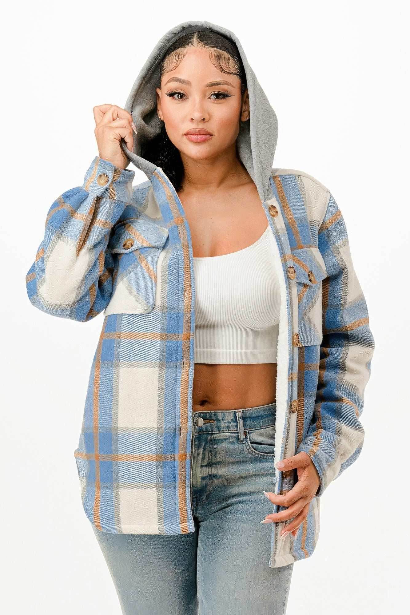 Hooded Plaid Jacket - Purcell's Clothing Company