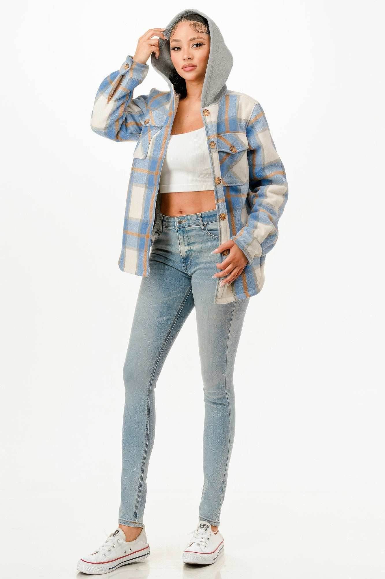 Hooded Plaid Jacket - Purcell's Clothing Company