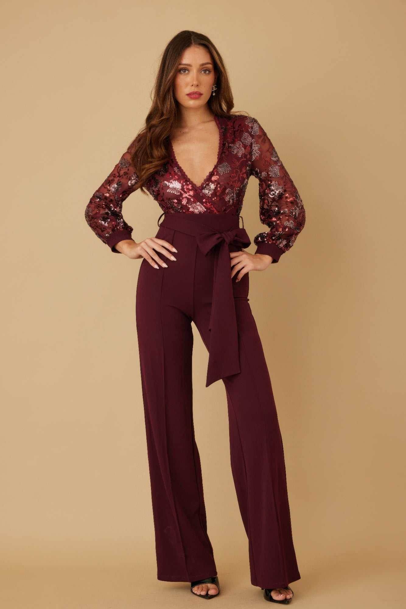 Flower Sequin Print Jumpsuit - Purcell's Clothing Company