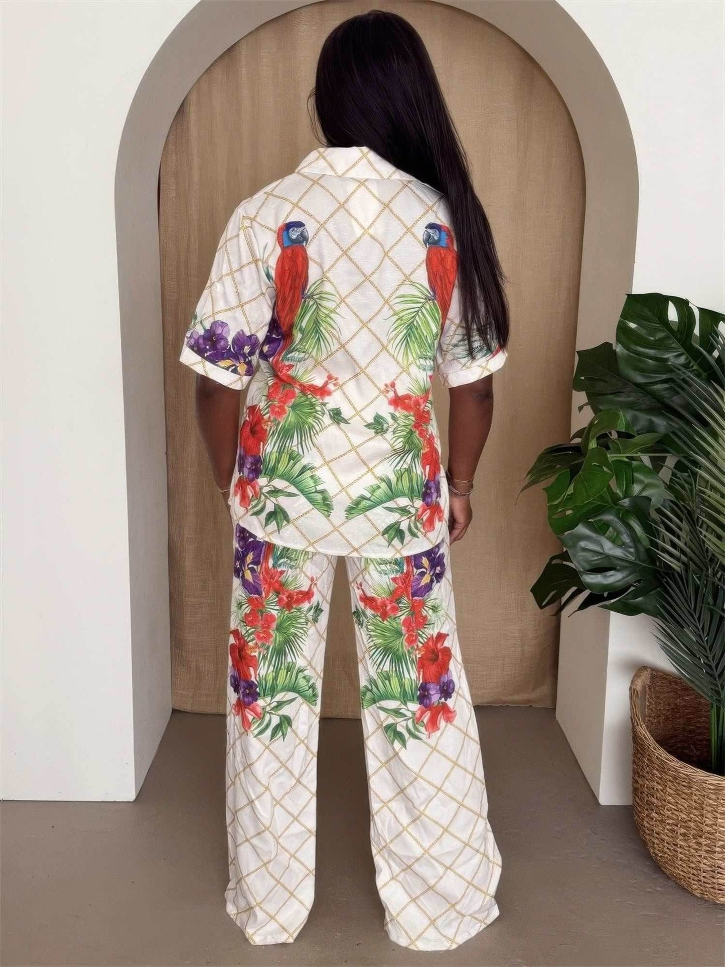 Tropical Parrot Print Shirt & Pant Set - Purcell's Clothing Company