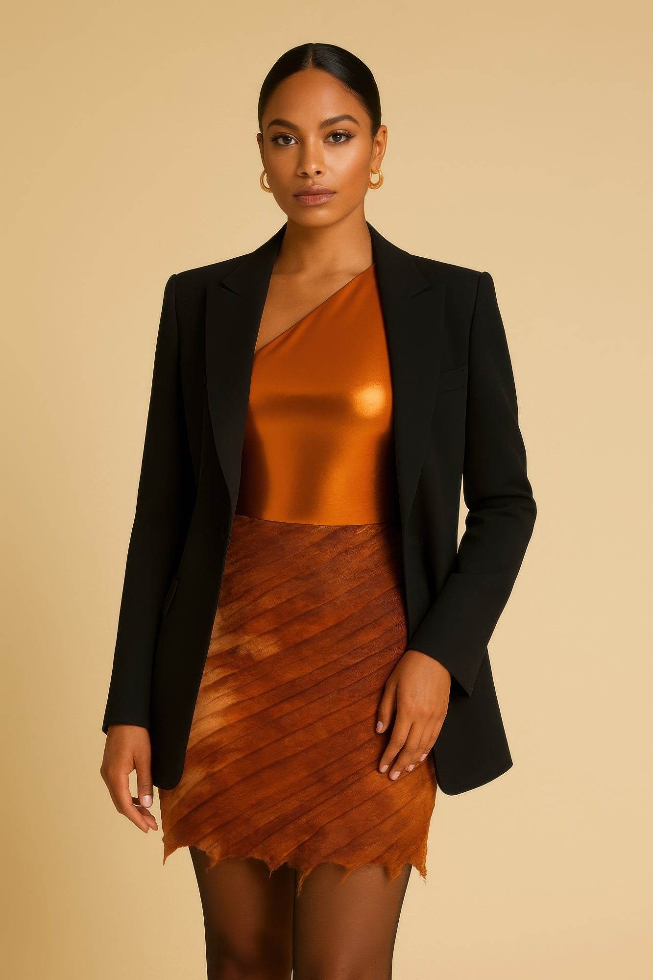 Metallic One Shoulder Bodysuit & Mini Skirt Set - Purcell's Clothing Company