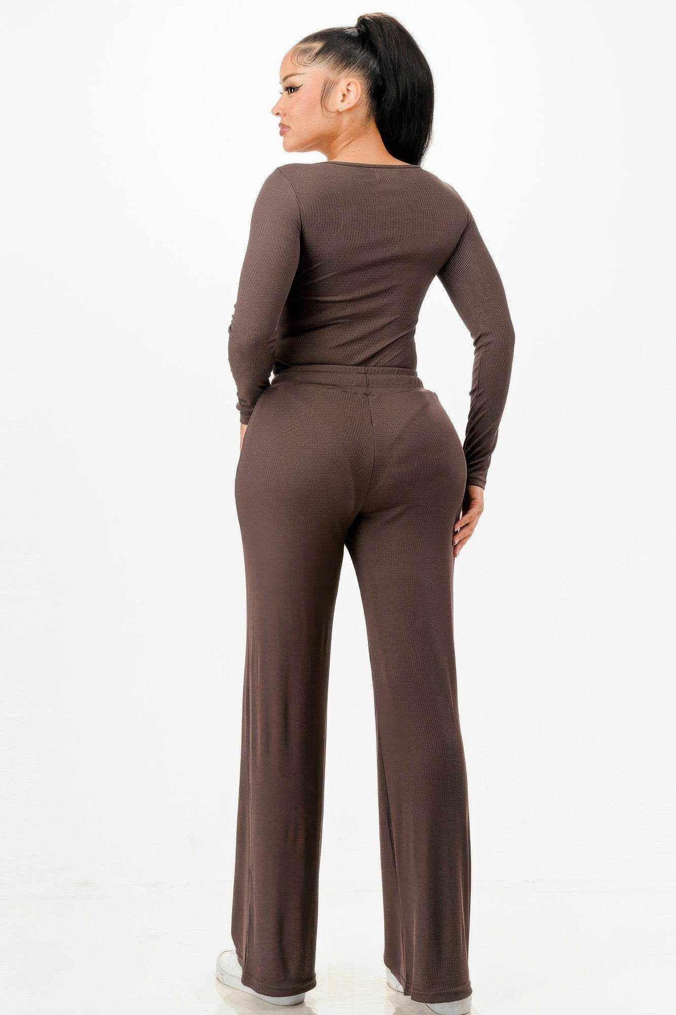 Long Sleeve Ribbed Bodysuit And Pants Set - Purcell's Clothing Company