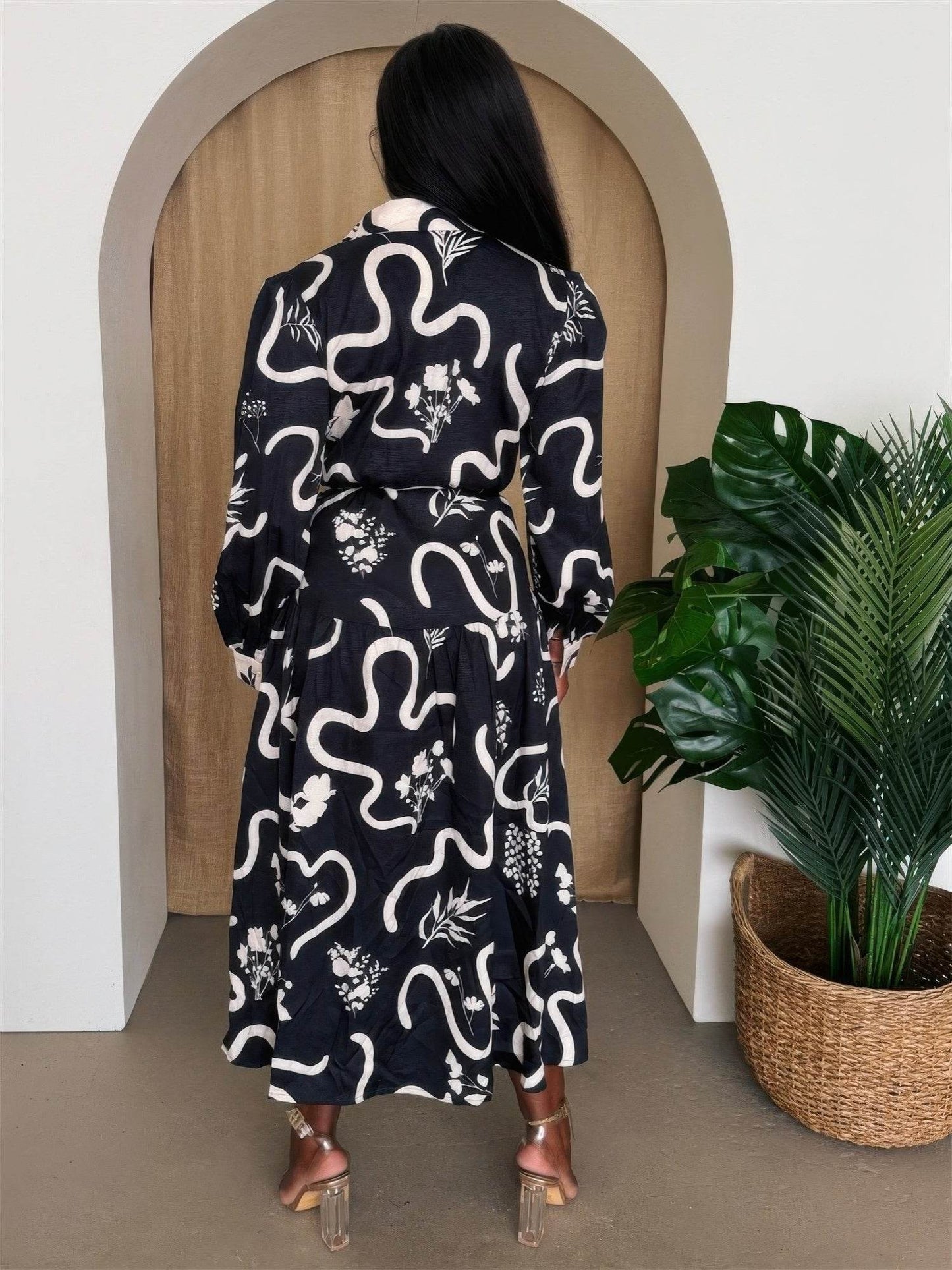 Botanic Maze Belted Shirt Dress - Purcell's Clothing Company