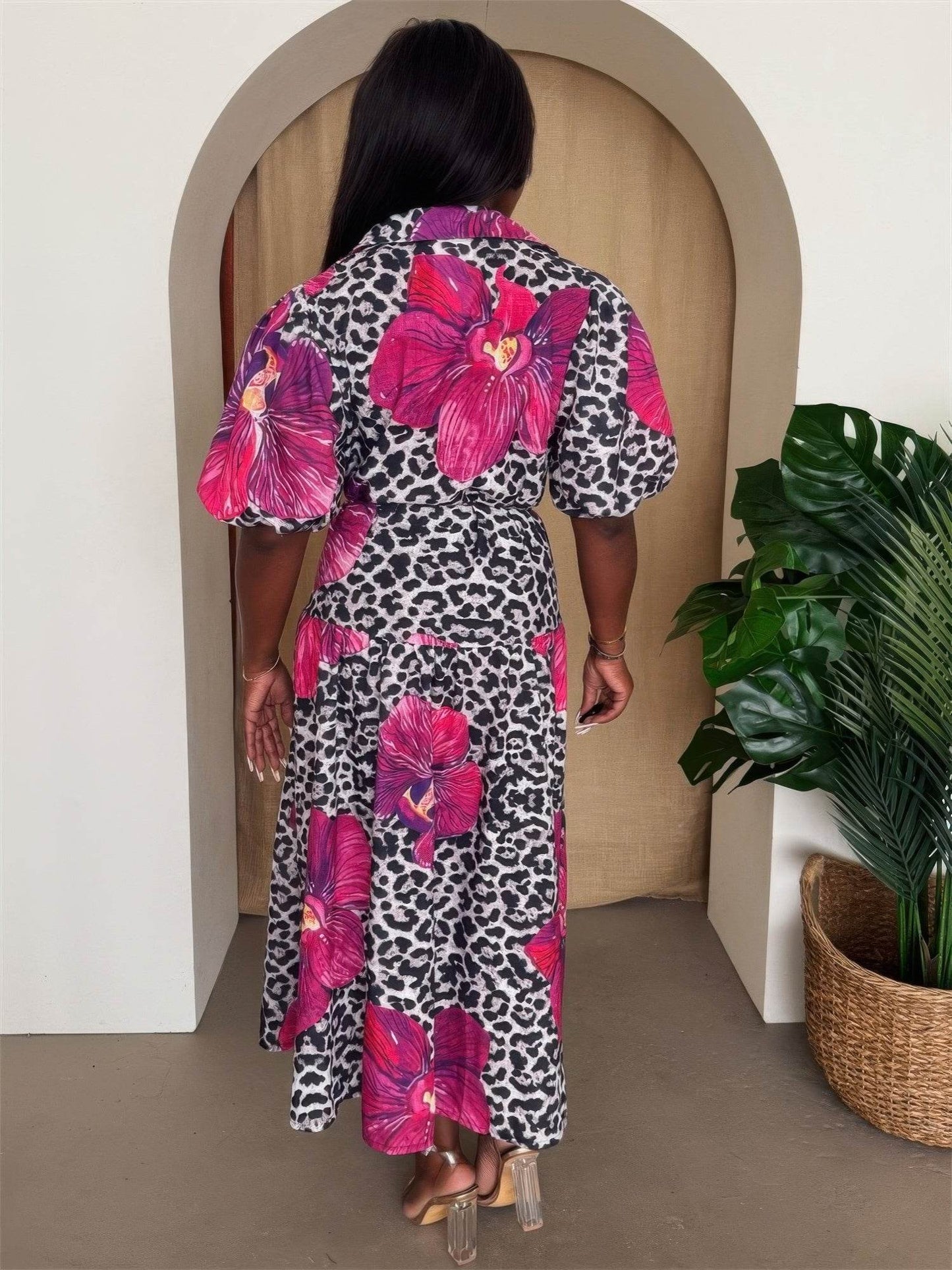 Orchid Pop Puff Sleeve Midi Resort Dress - Purcell's Clothing Company