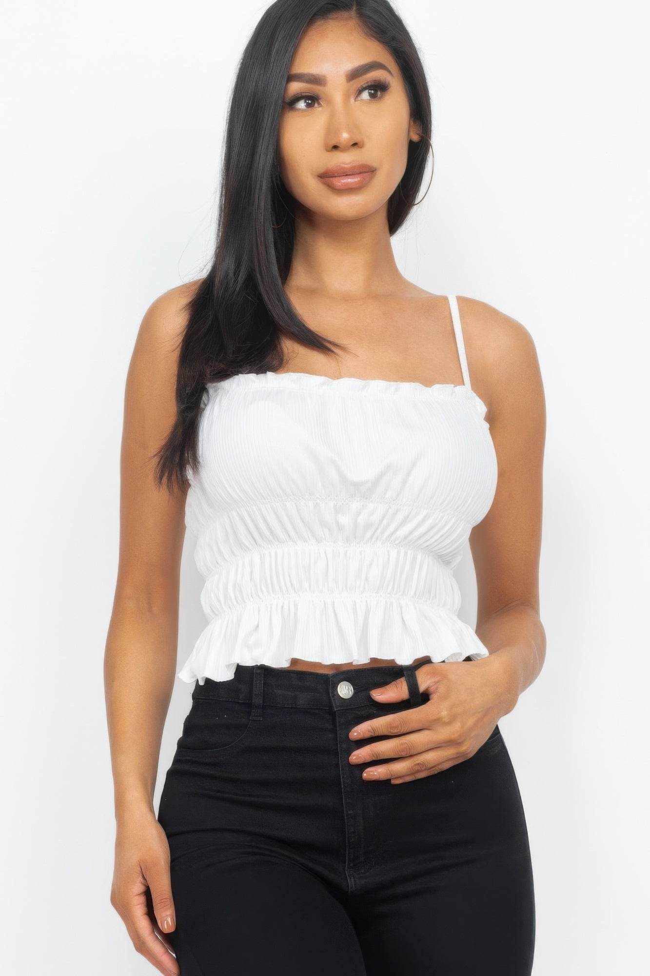 Tiered Shirred Body Crop Top - Purcell's Clothing Company