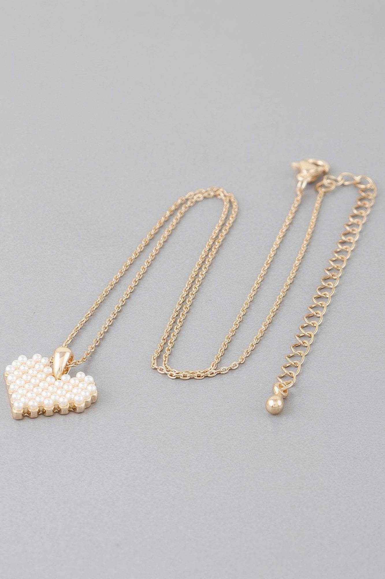 Block Pearl Heart Necklace - Purcell's Clothing Company