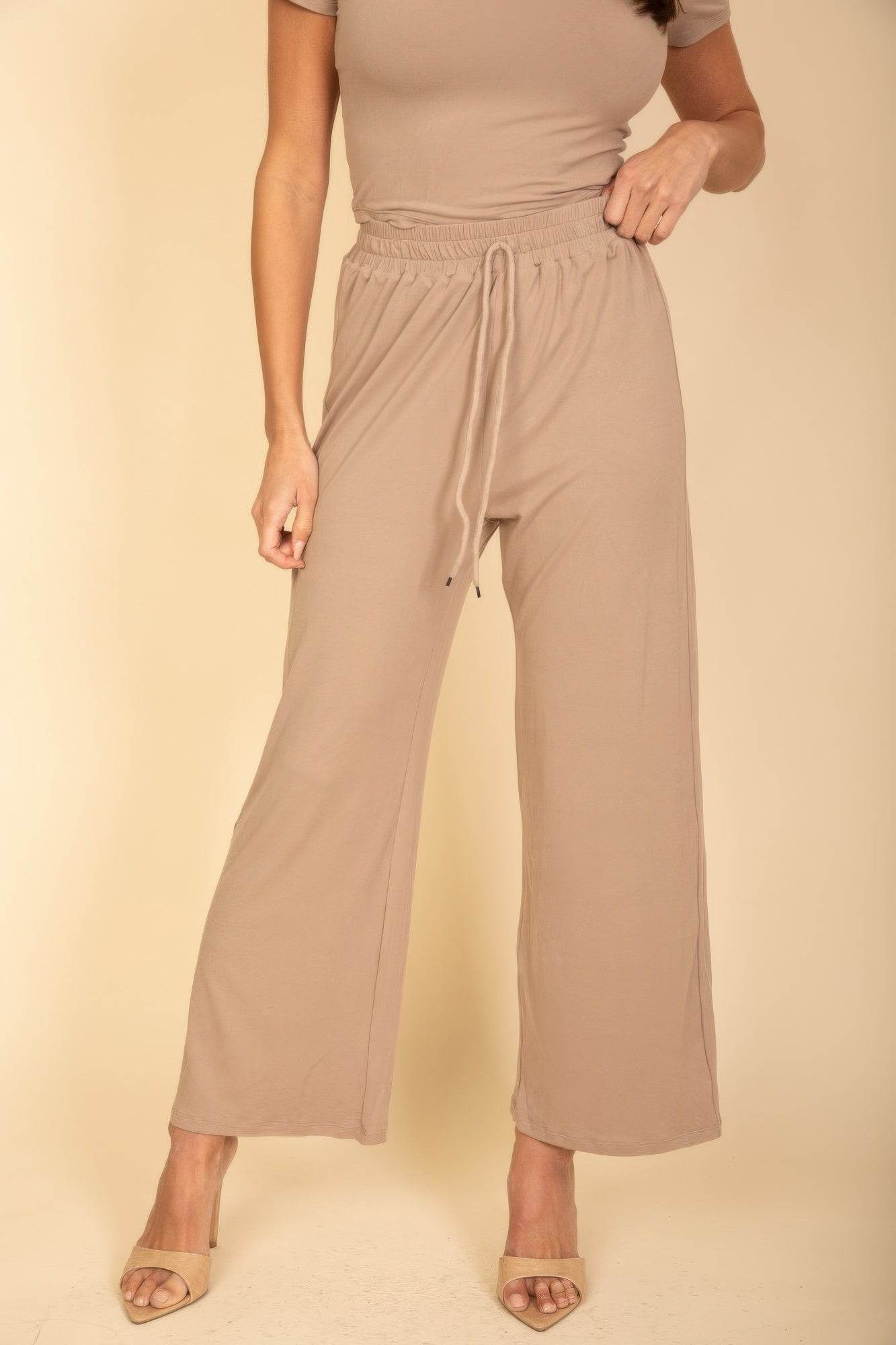 Relaxed Fit Top And Wide-leg Pants Set - Purcell's Clothing Company