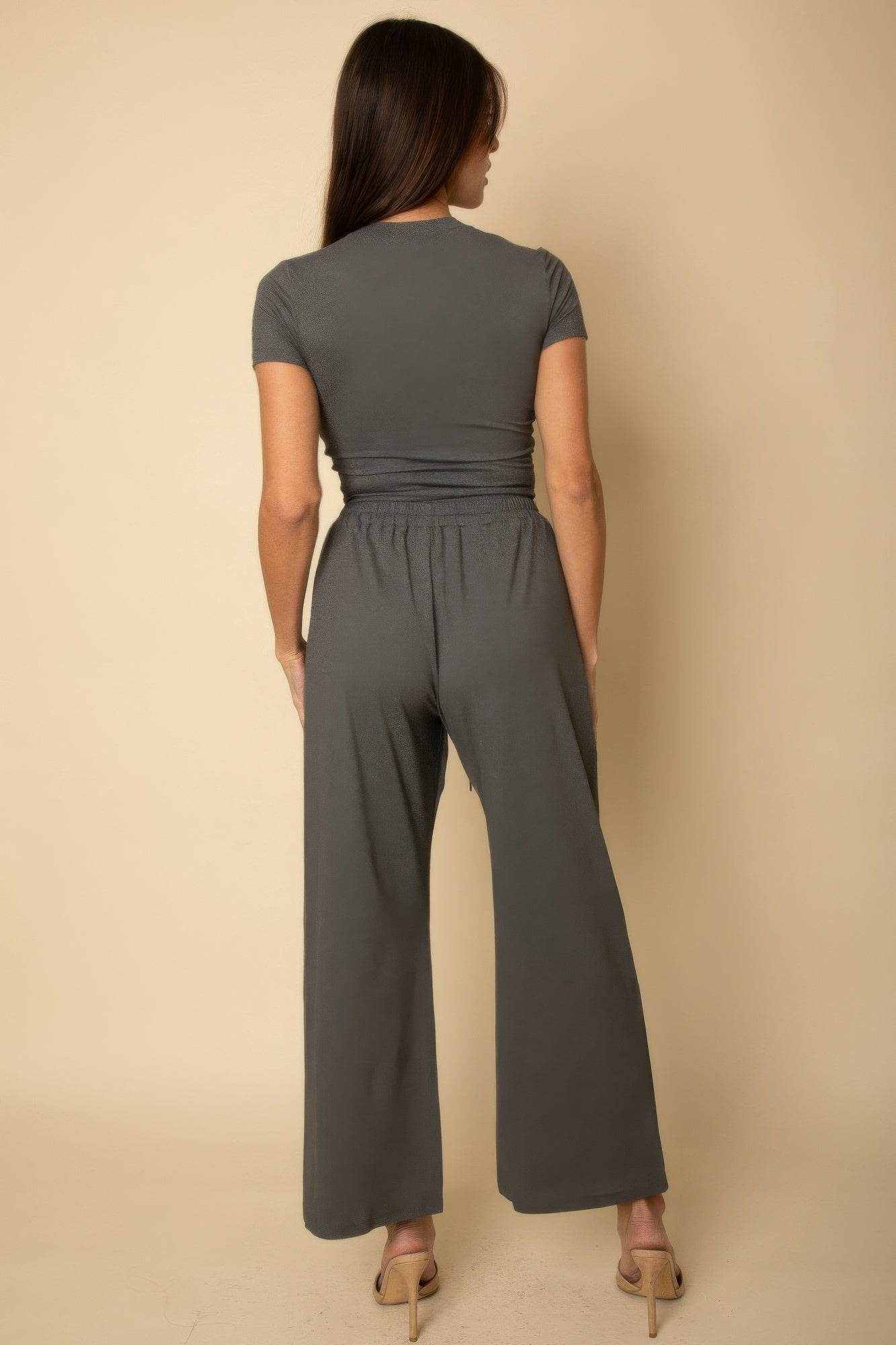 Relaxed Fit Top And Wide-leg Pants Set - Purcell's Clothing Company