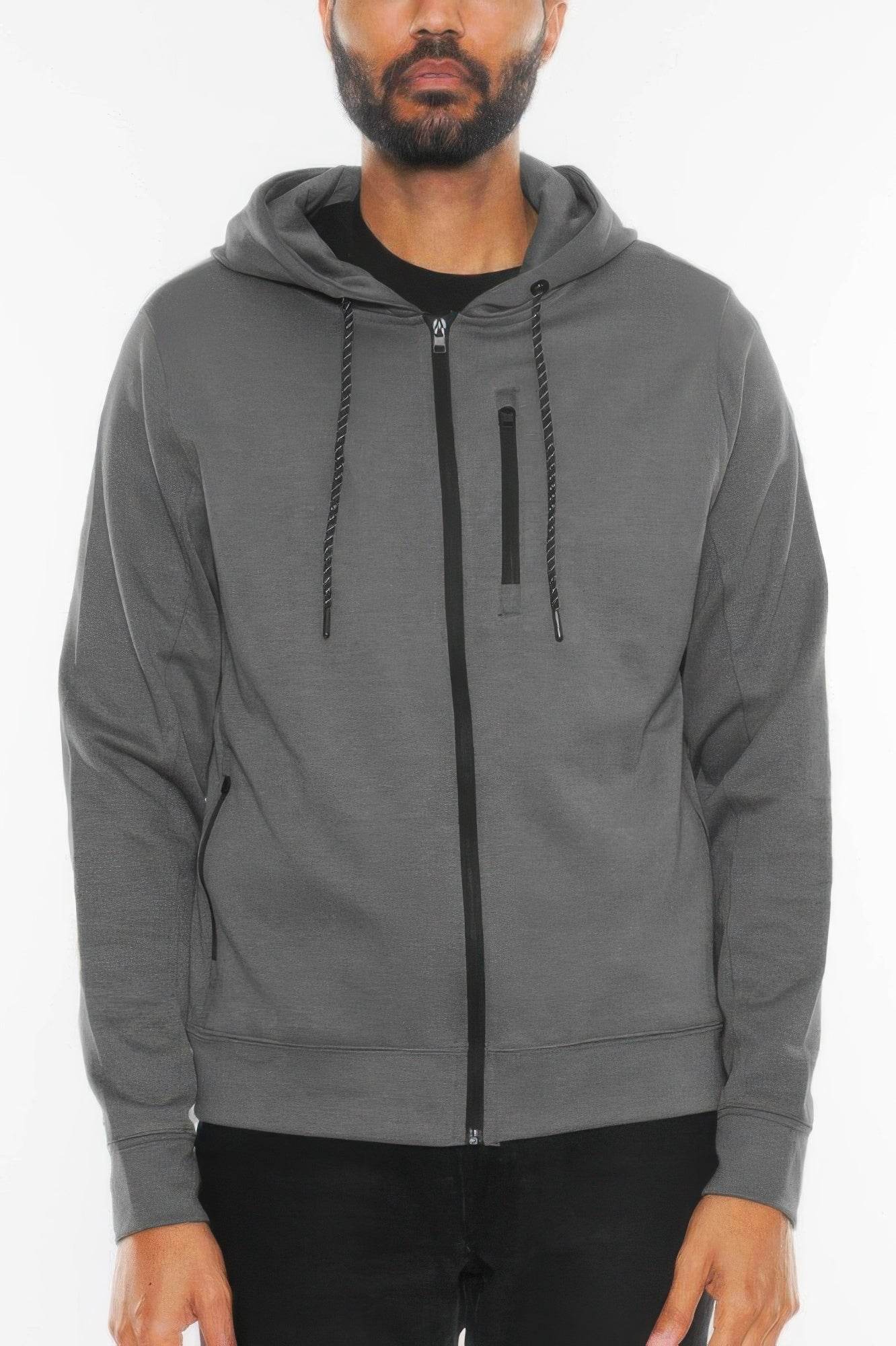 Solid Heathered Zip Up Jacket - Purcell's Clothing Company