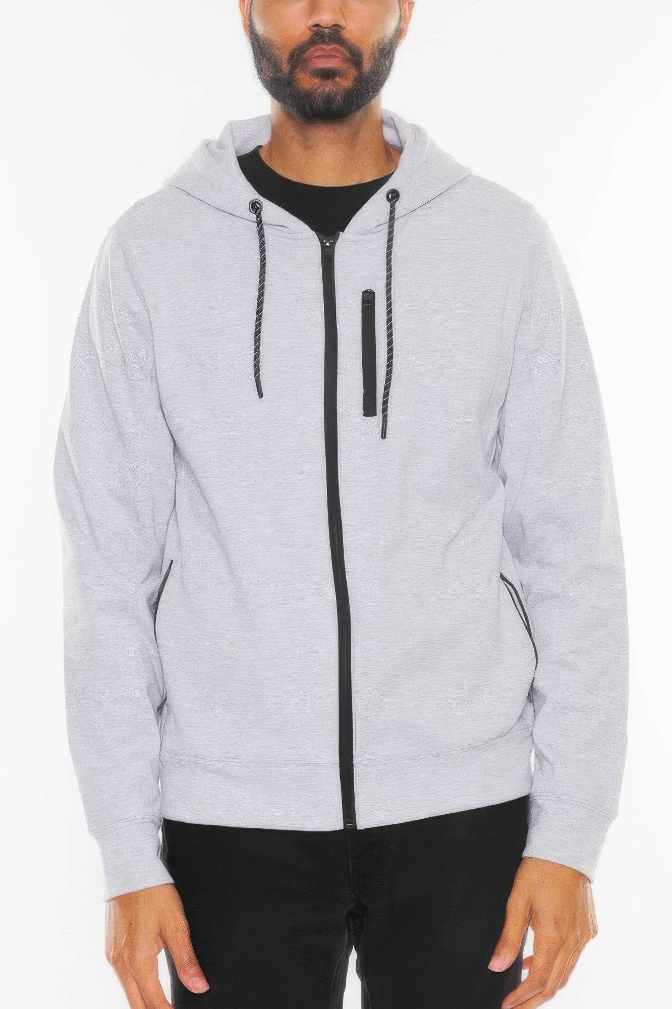 Solid Heathered Zip Up Jacket - Purcell's Clothing Company