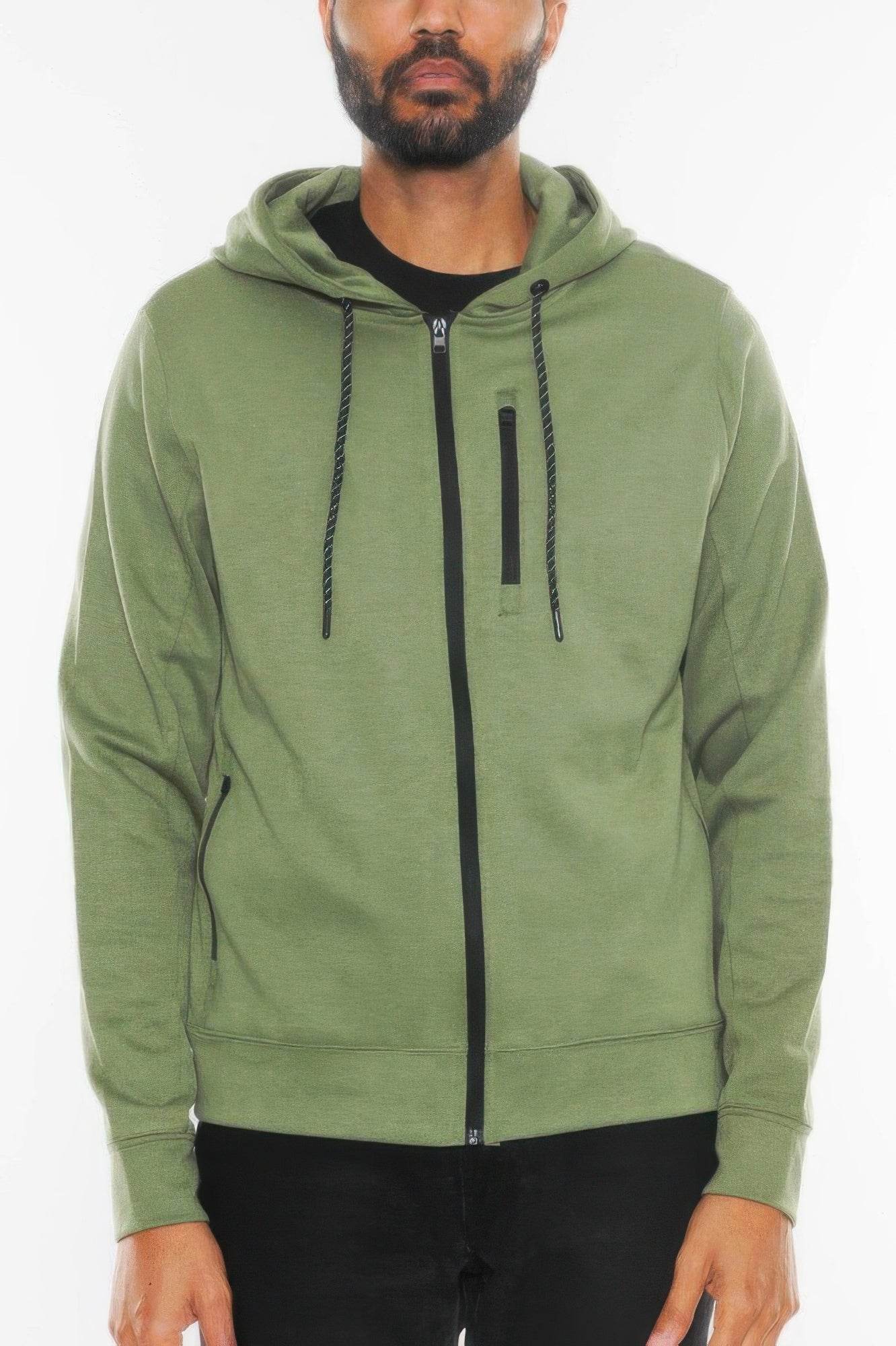 Solid Heathered Zip Up Jacket - Purcell's Clothing Company