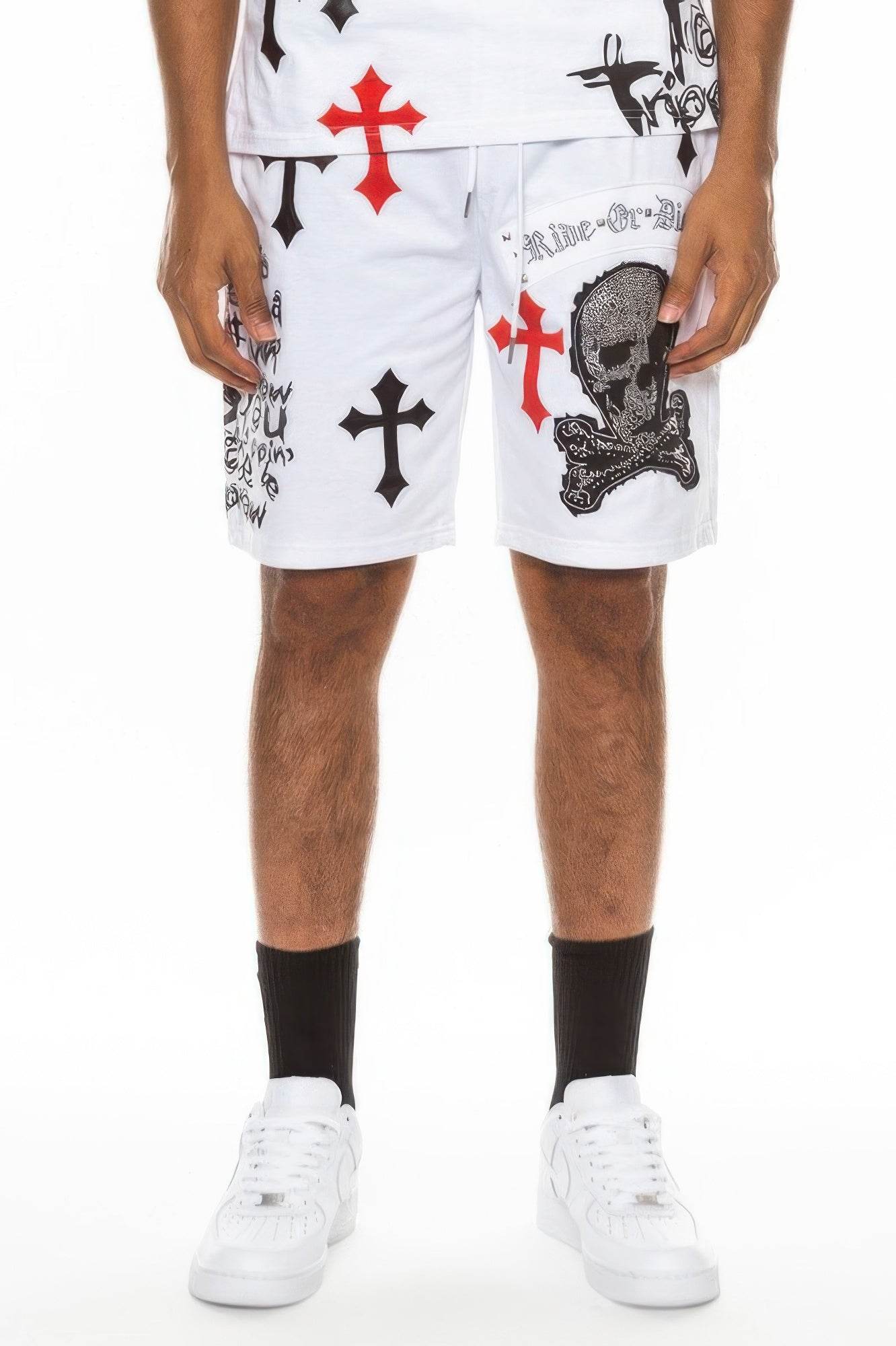 Mens Chrome Cross Skull Shorts - Purcell's Clothing Company