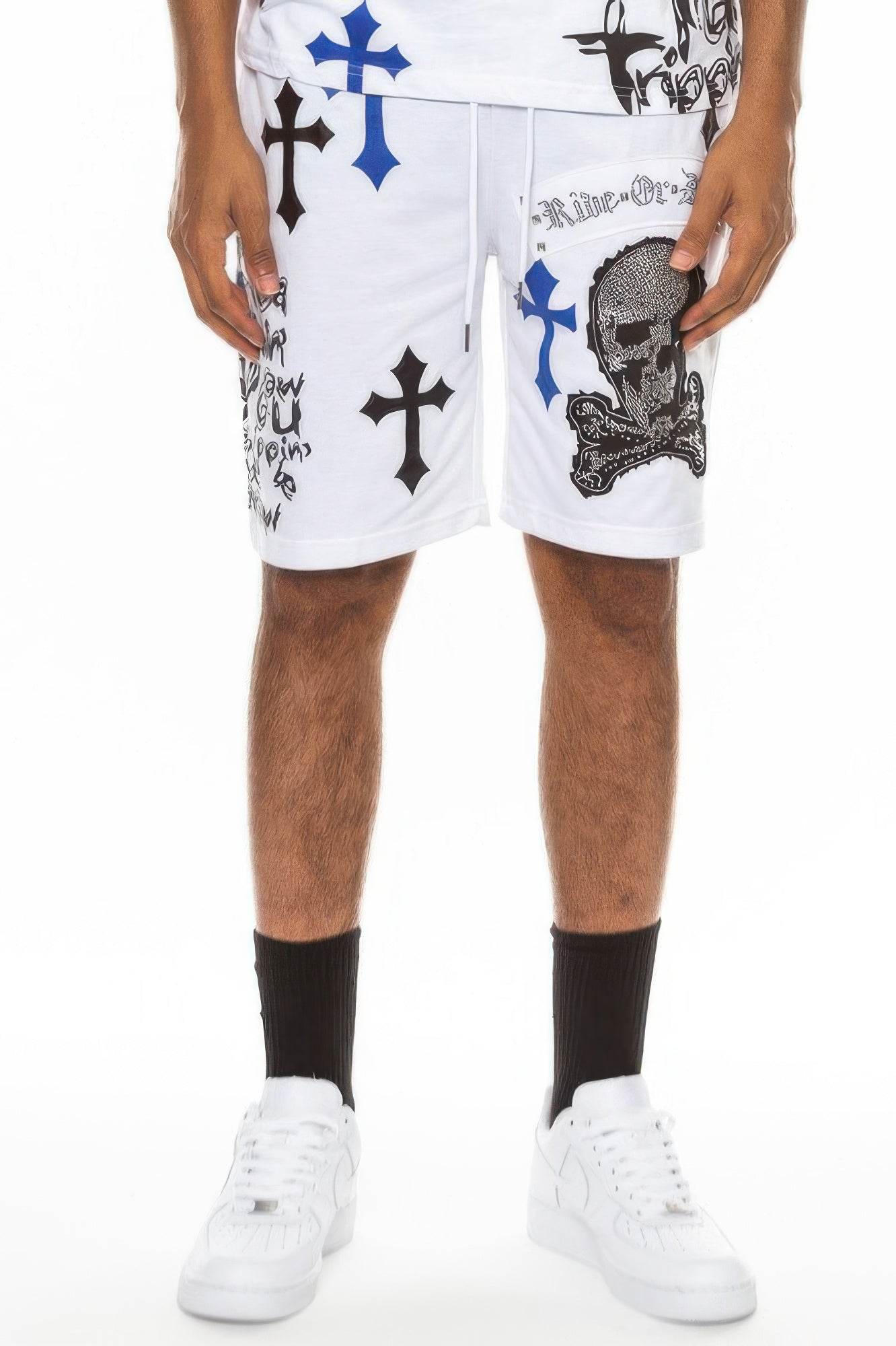 Mens Chrome Cross Skull Shorts - Purcell's Clothing Company