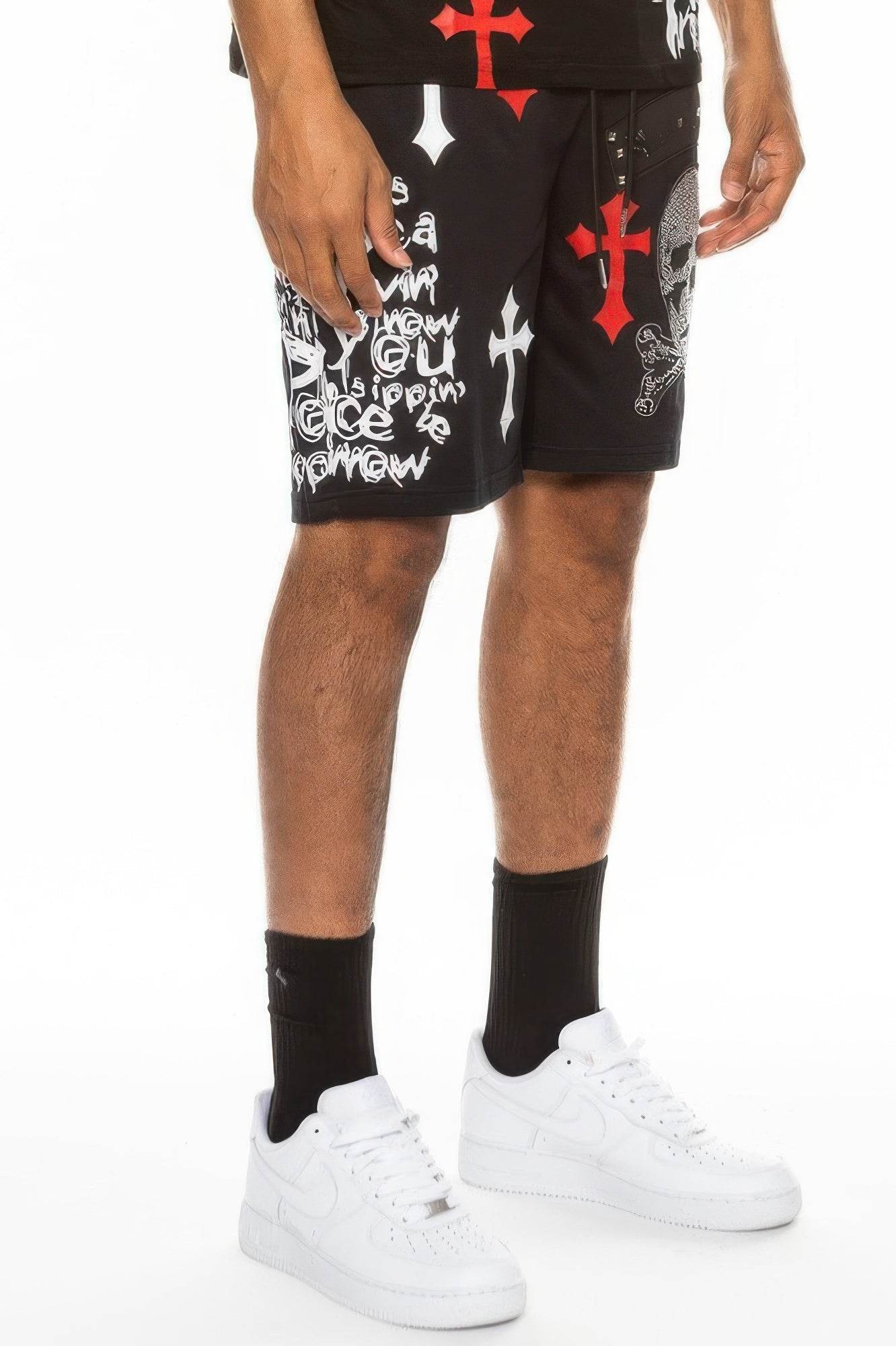 Mens Chrome Cross Skull Shorts - Purcell's Clothing Company