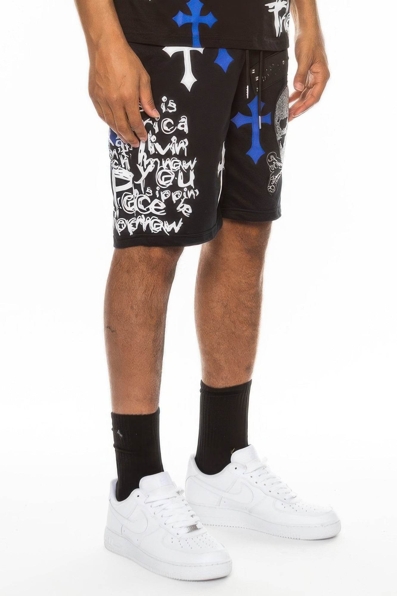 Mens Chrome Cross Skull Shorts - Purcell's Clothing Company