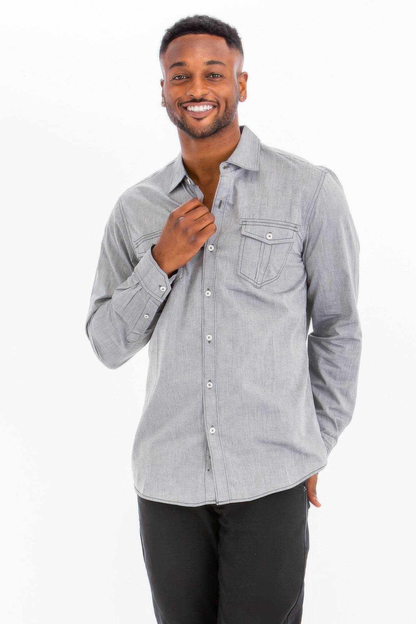 Casual Long Sleeve Two Pocket Shirt - Purcell's Clothing Company