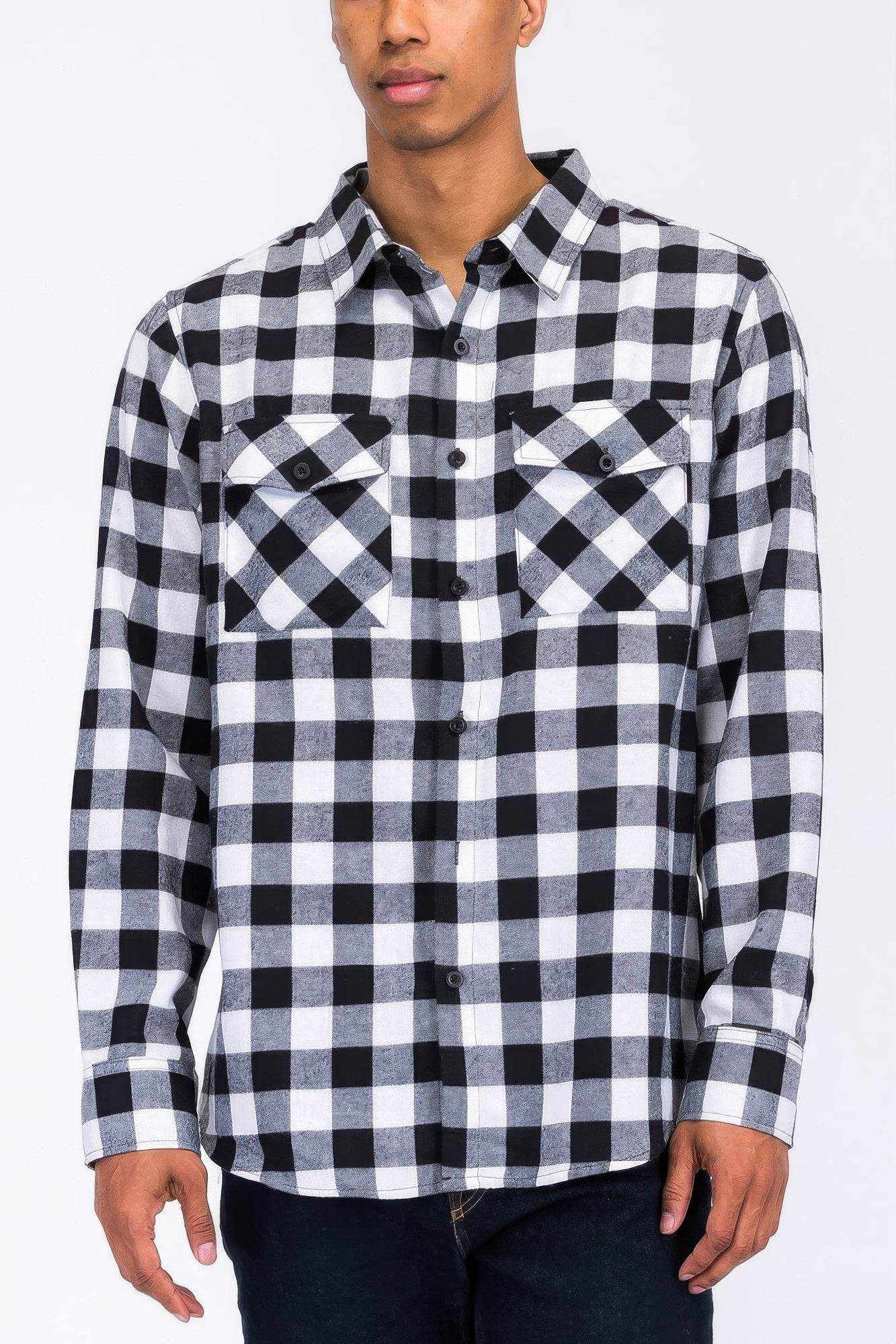 Regular Fit Checker Plaid Flannel Long Sleeve - Purcell's Clothing Company