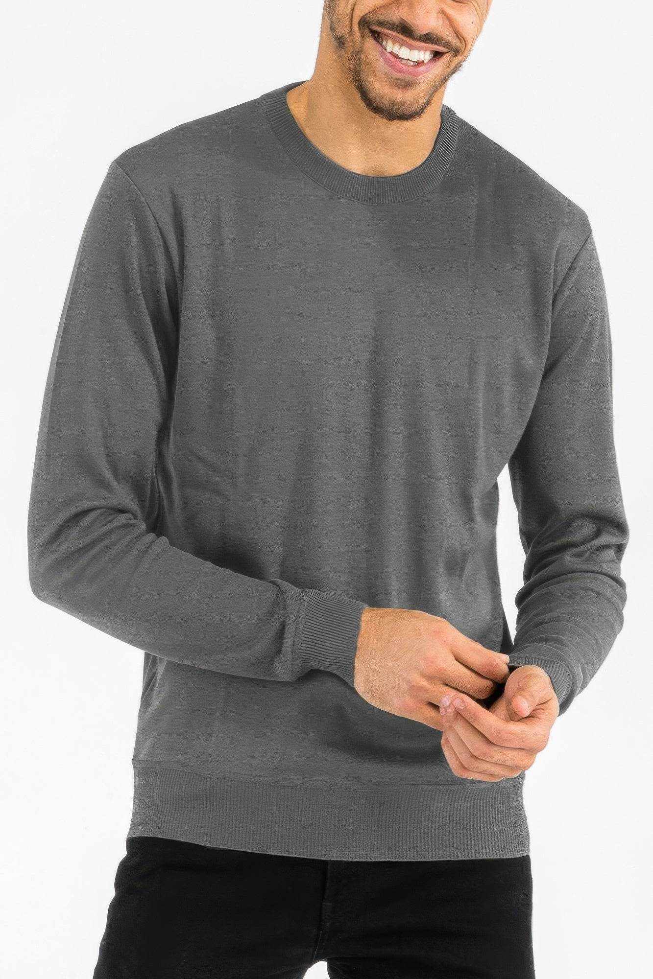 Solid Color Round Neck Sweater - Purcell's Clothing Company