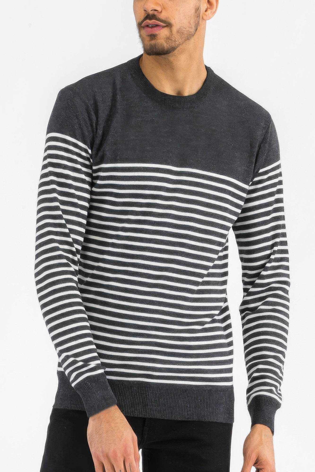 Round Neck Striped Sweater - Purcell's Clothing Company