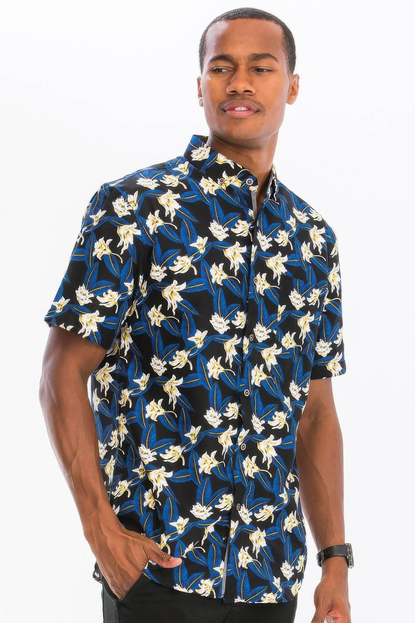 Mens Print Hawaiian Button Down Shirt - Purcell's Clothing Company