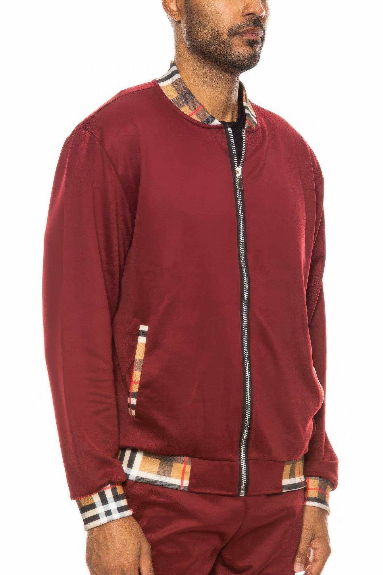 Checkered Plaid Zip Light Track Jacket - Purcell's Clothing Company