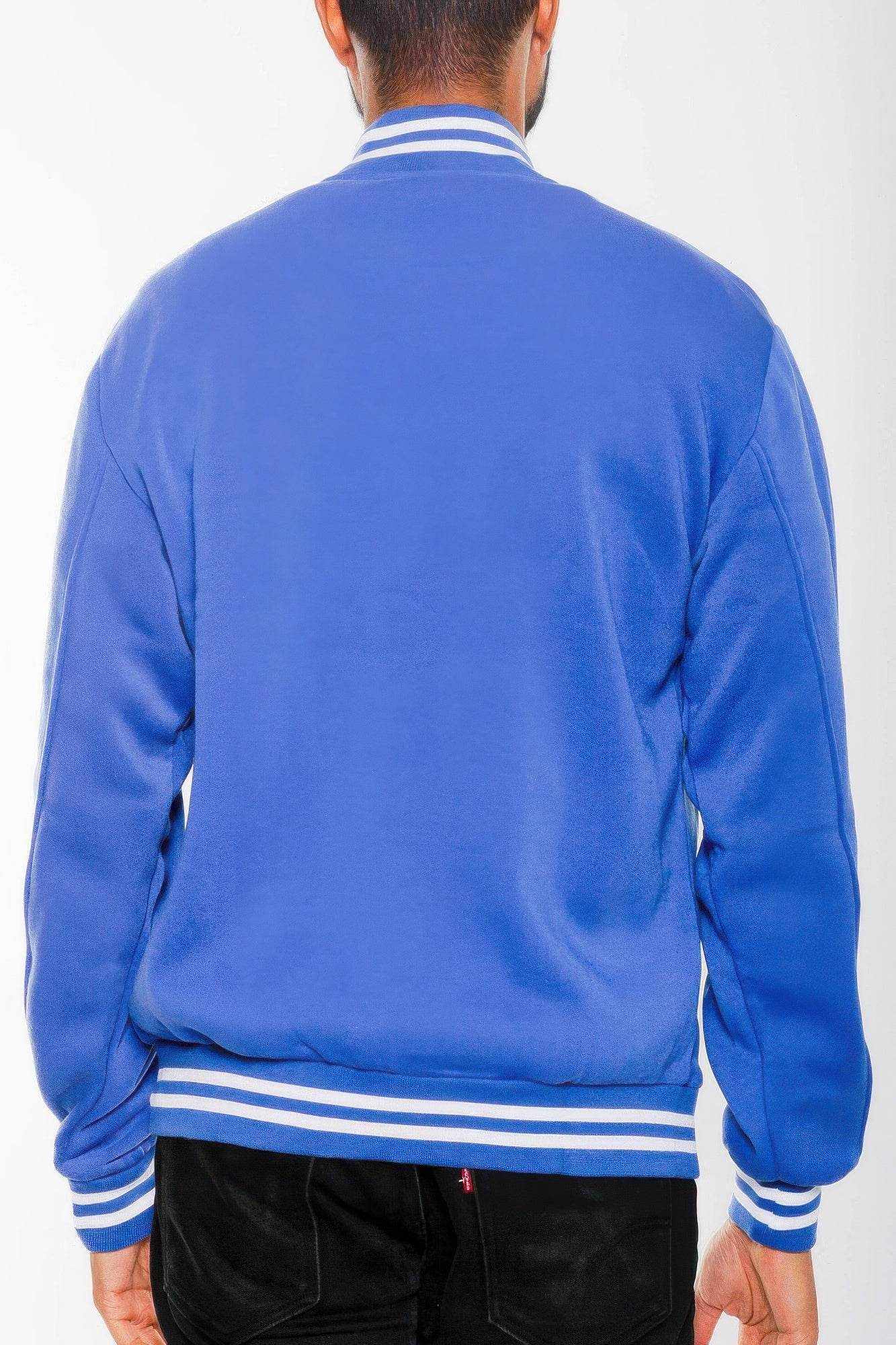 Mens Fleece Snap Button Varsity Jacket - Purcell's Clothing Company