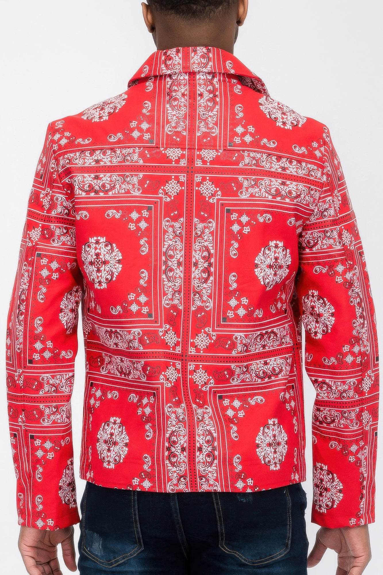 Bandana Print Vegan Leather Jacket - Purcell's Clothing Company