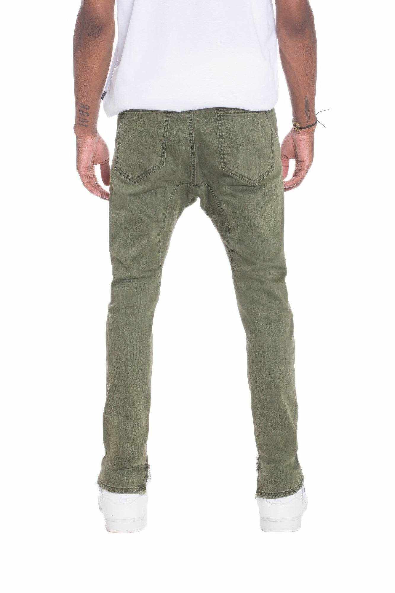 Distressed Denim Checkered Taped Jeans - Purcell's Clothing Company